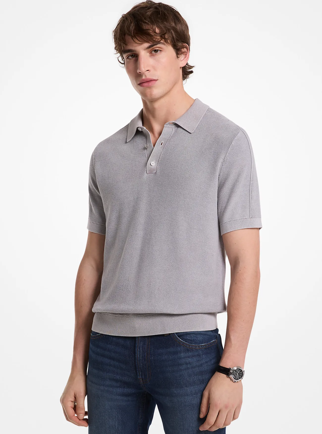 Michael Kors Poloshirt van linnen en katoen NIKKEL Sale