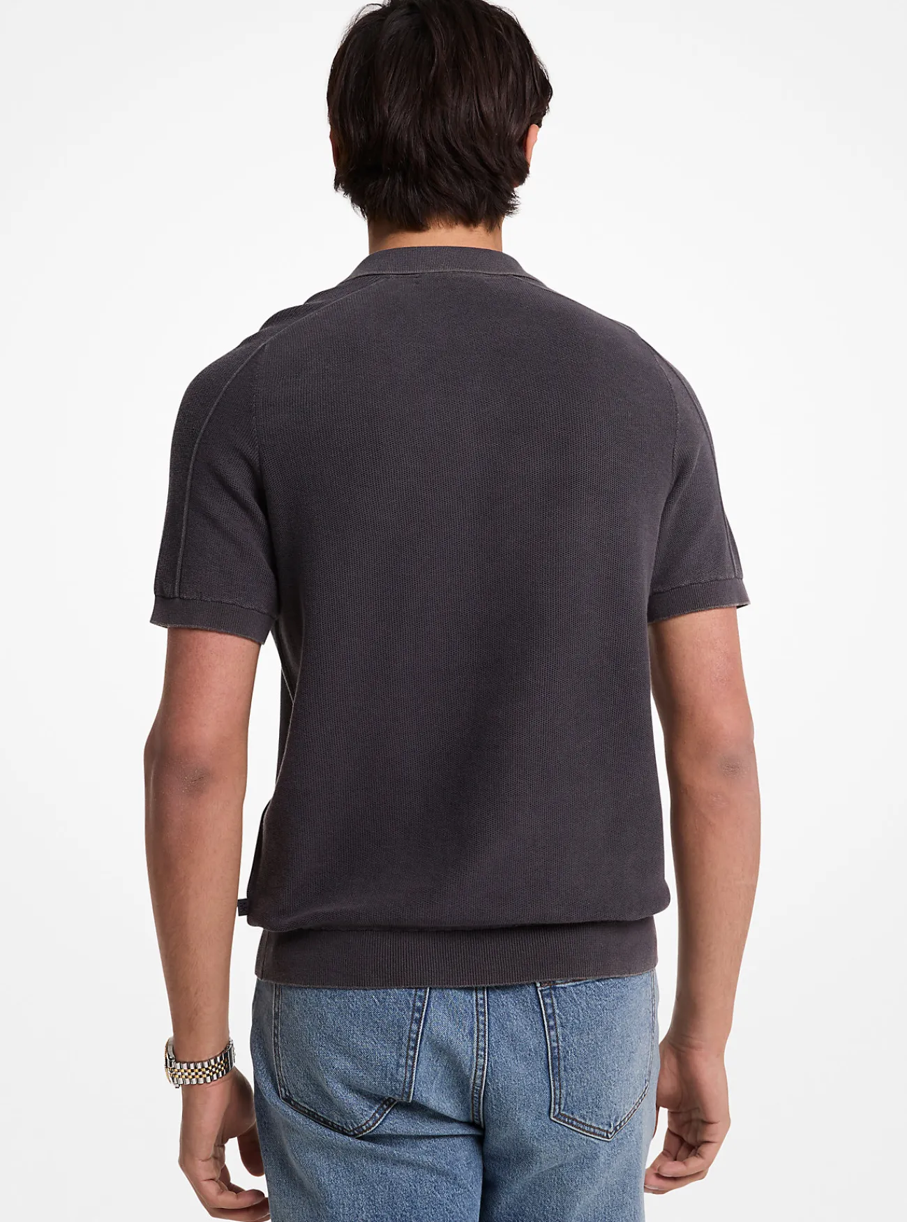 Michael Kors Poloshirt van linnen en katoen ZWART New