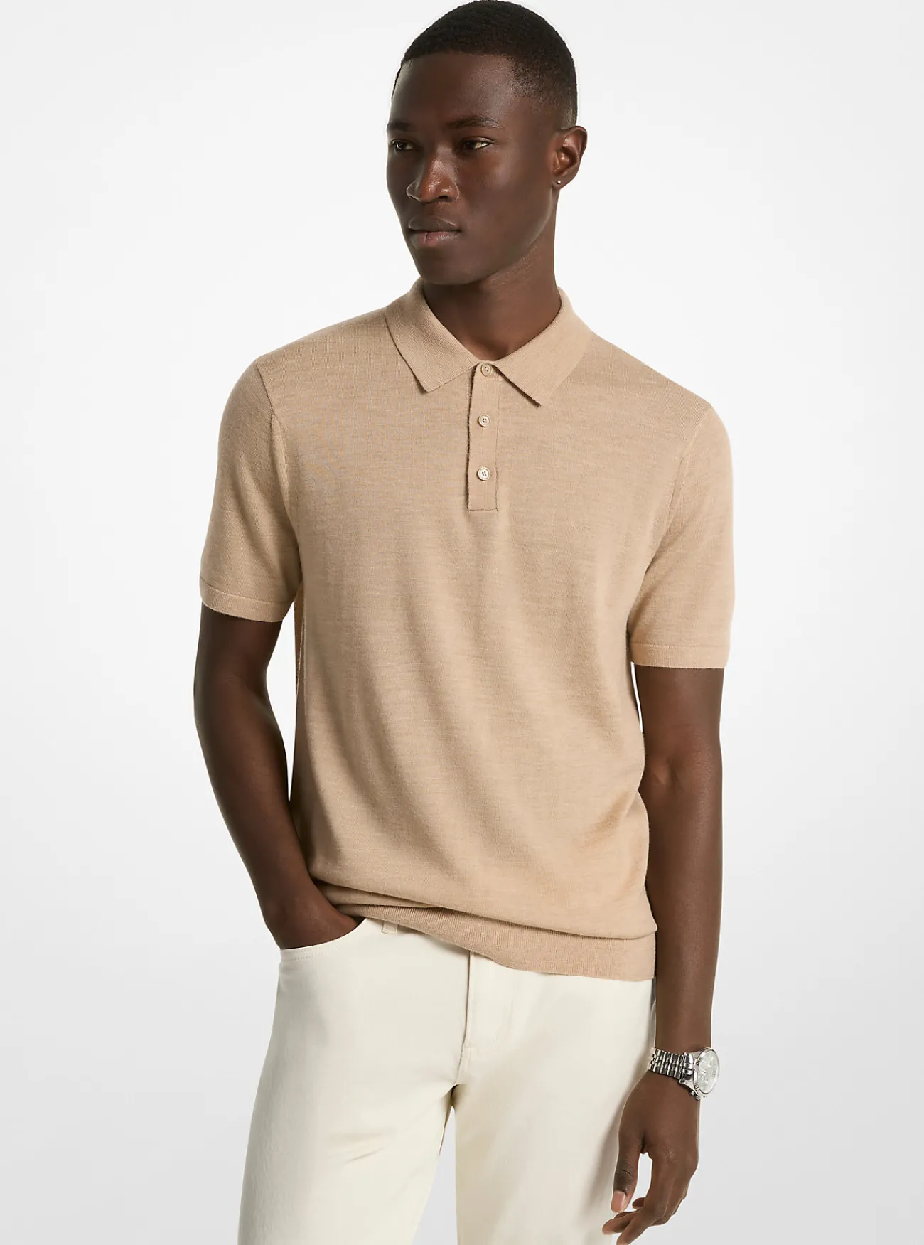 Michael Kors Poloshirt van merinowol KAKIMELANGE Sale