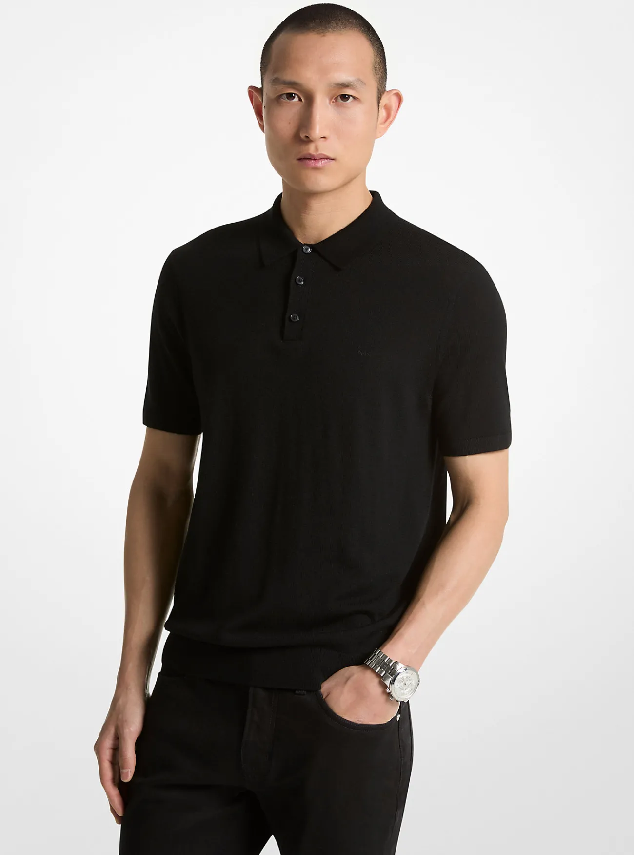Michael Kors Poloshirt van merinowol ZWART Sale