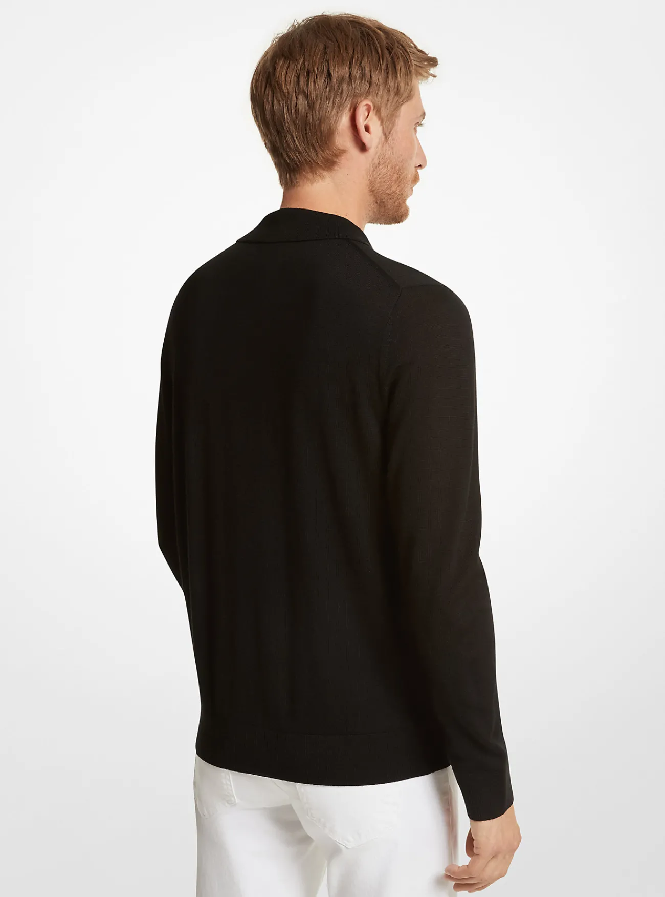 Michael Kors Polosweater van merinowol ZWART Online
