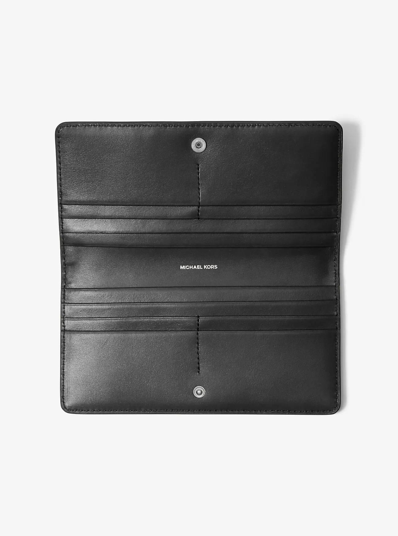 Michael Kors Portefeuille Bryant van getrommeld leer met drukknoop, groot ZWART Best