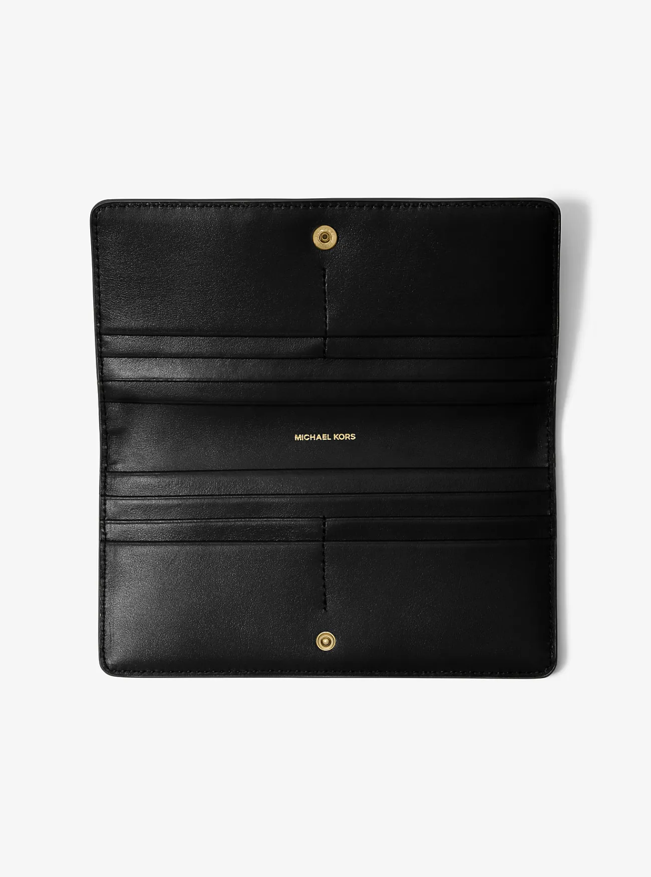 Michael Kors Portefeuille Bryant van getrommeld leer met drukknoop, groot ZWART Best