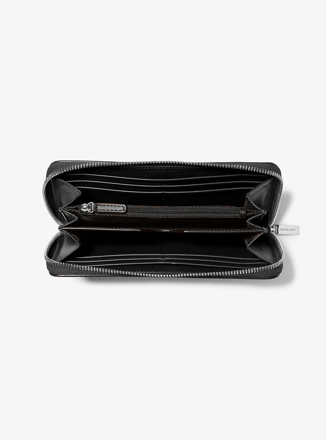 Michael Kors Portefeuille Hudson van getrommeld leer met ritssluiting rondom ZWART Online