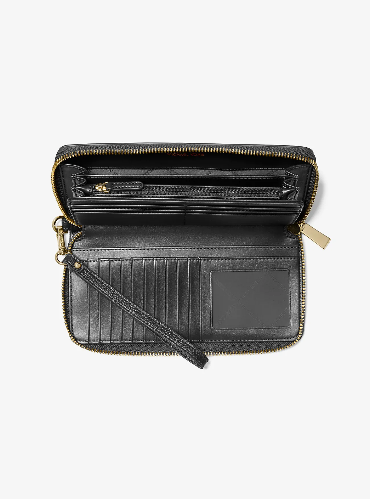 Michael Kors Portefeuille Jet Set Travel van getrommeld leer, groot ZWART Online