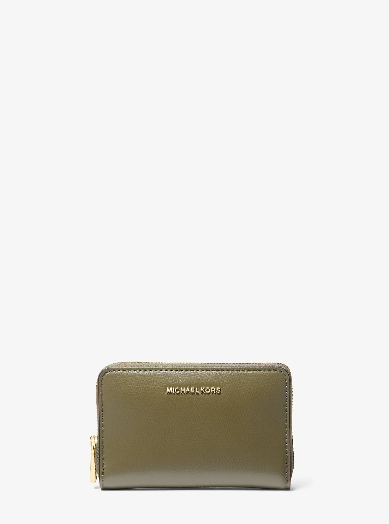 Michael Kors Portefeuille Jet Set van leer, klein SAFARIGROEN New