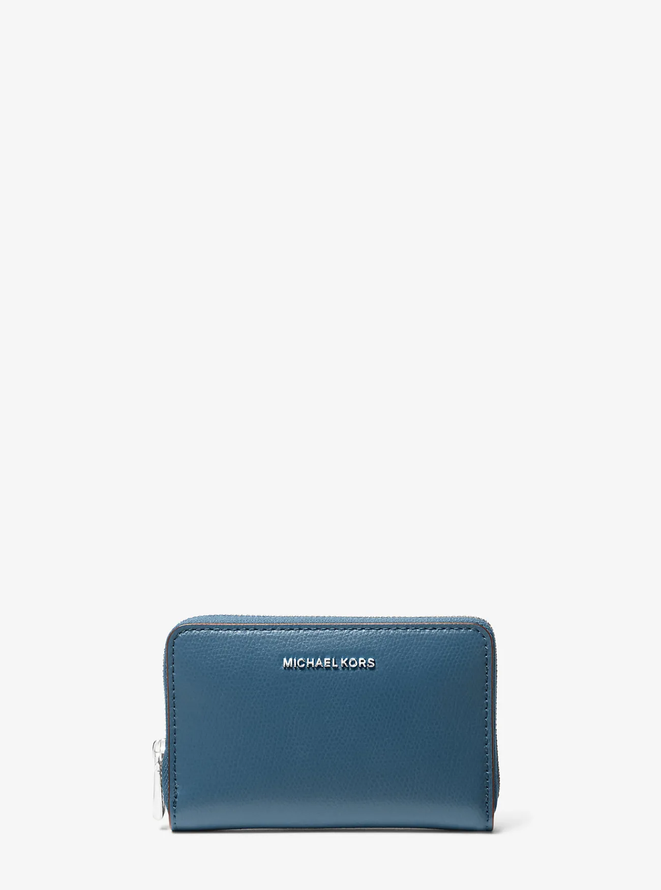 Michael Kors Portefeuille Jet Set van leer, klein DONKERCHAMBRAY Outlet