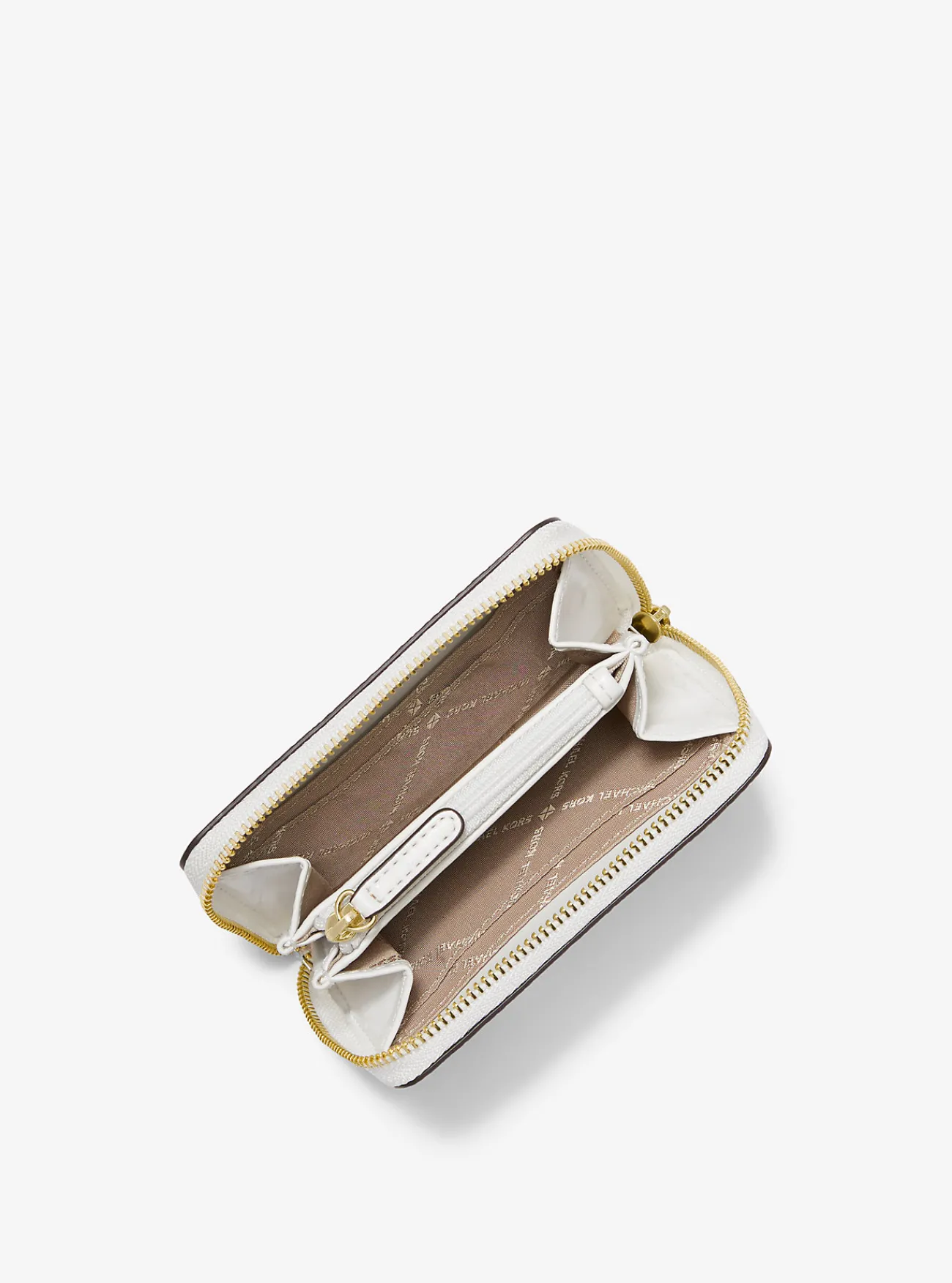 Michael Kors Portefeuille Jet Set van getrommeld leer, klein OPTISCHWIT New
