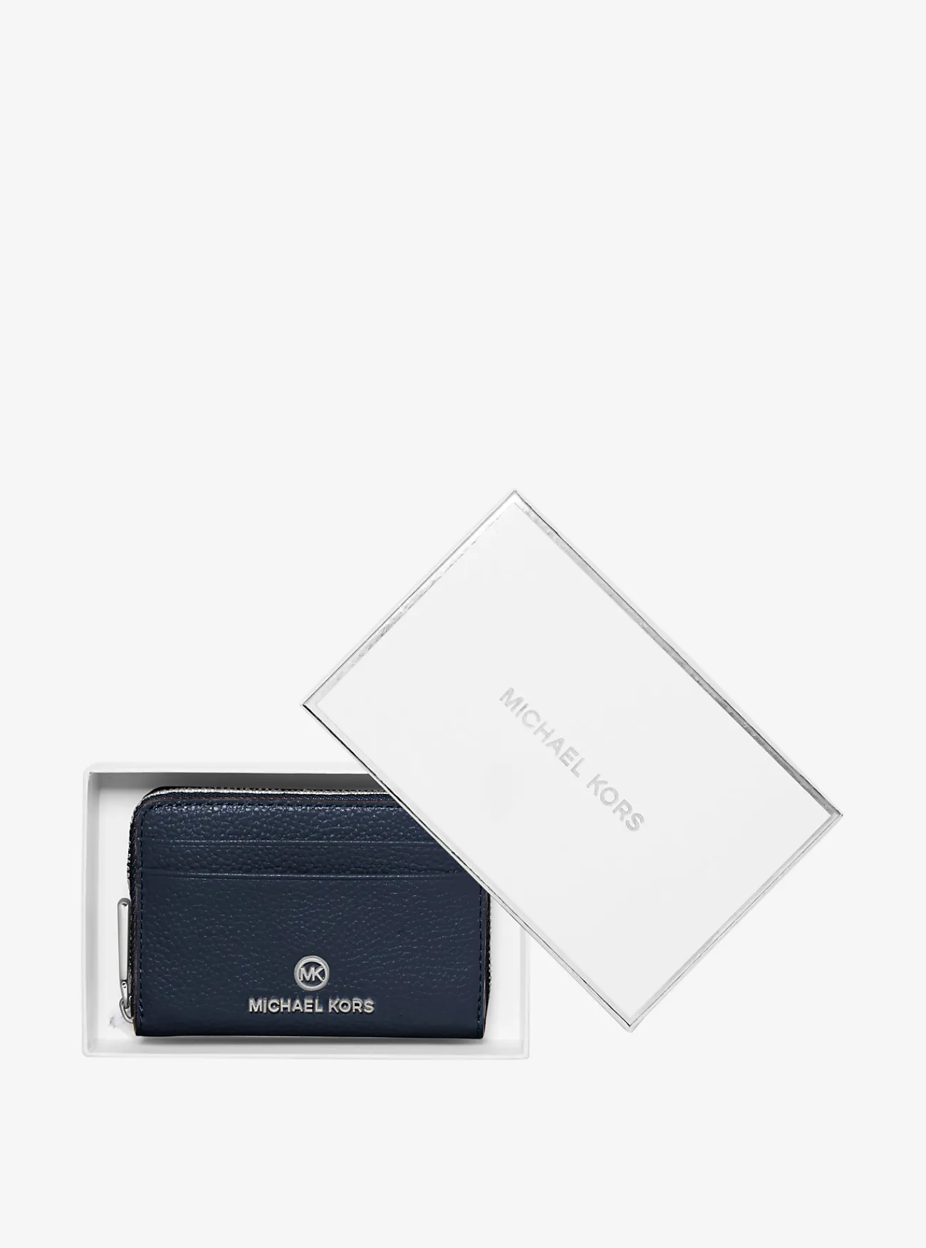 Michael Kors Portefeuille Jet Set van getrommeld leer, klein MARINEBLAUW New