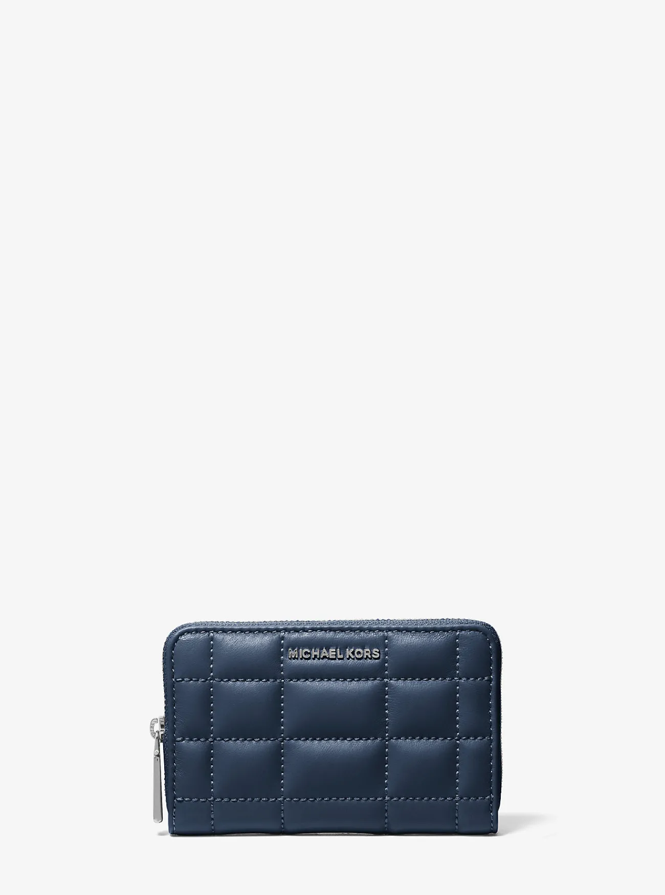 Michael Kors Portefeuille van doorgestikt leer, klein MARINEBLAUW Outlet