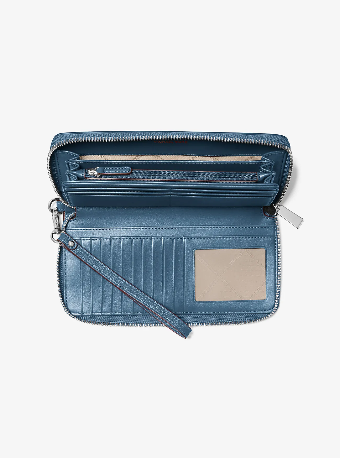 Michael Kors Portefeuille van getrommeld leer, groot DONKERCHAMBRAY Clearance