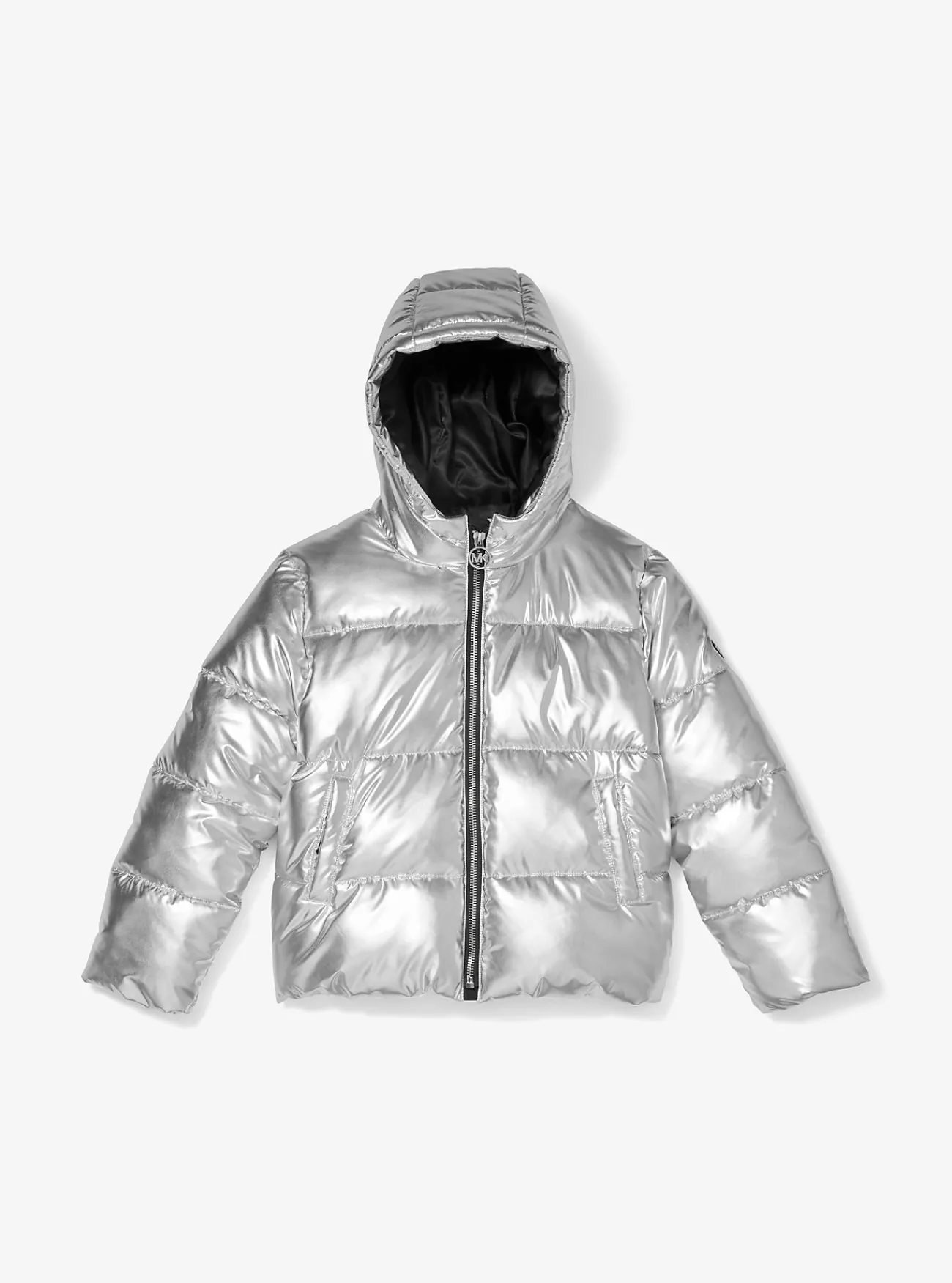 Michael Kors Pufferjack, metallic en doorgestikt ZILVER Hot