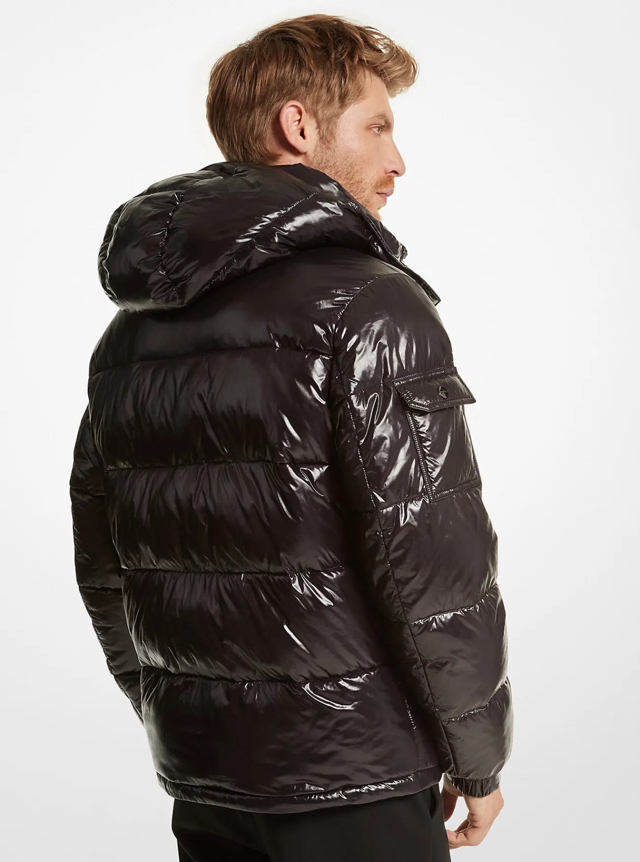 Michael Kors Pufferjack Northend van doorgestikt nylon ZWART Outlet
