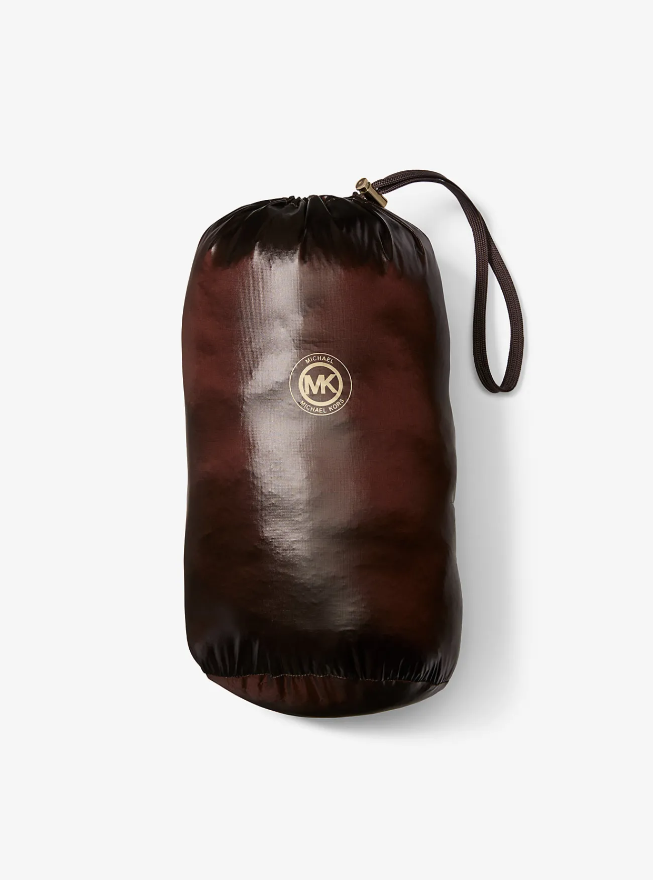 Michael Kors Pufferjas van doorgestikt nylon met boord van imitatiebont, opvouwbaar CHOCOLADE Fashion