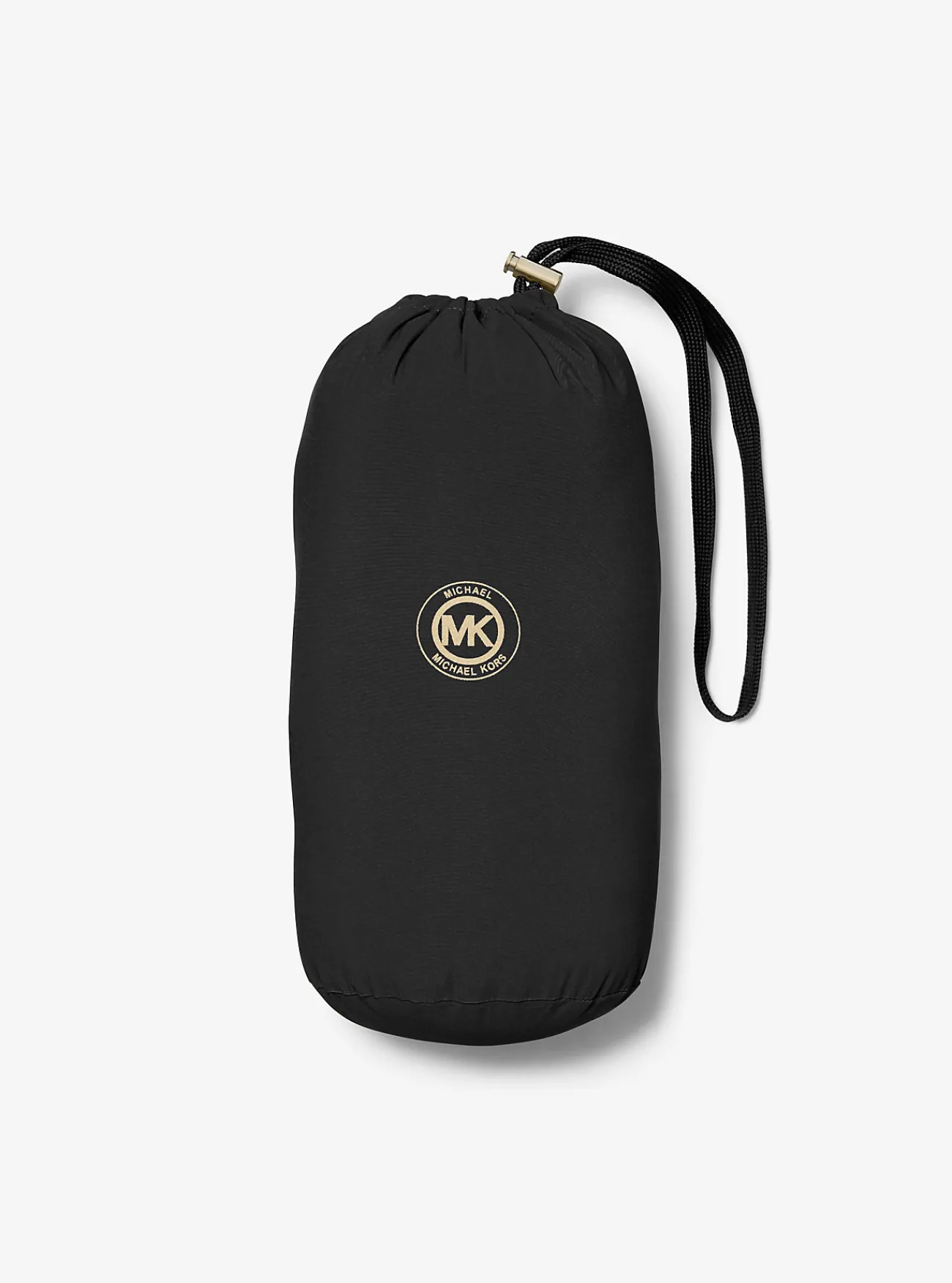 Michael Kors Pufferjas van doorgestikt nylon met boord van imitatiebont, opvouwbaar ZWART Clearance