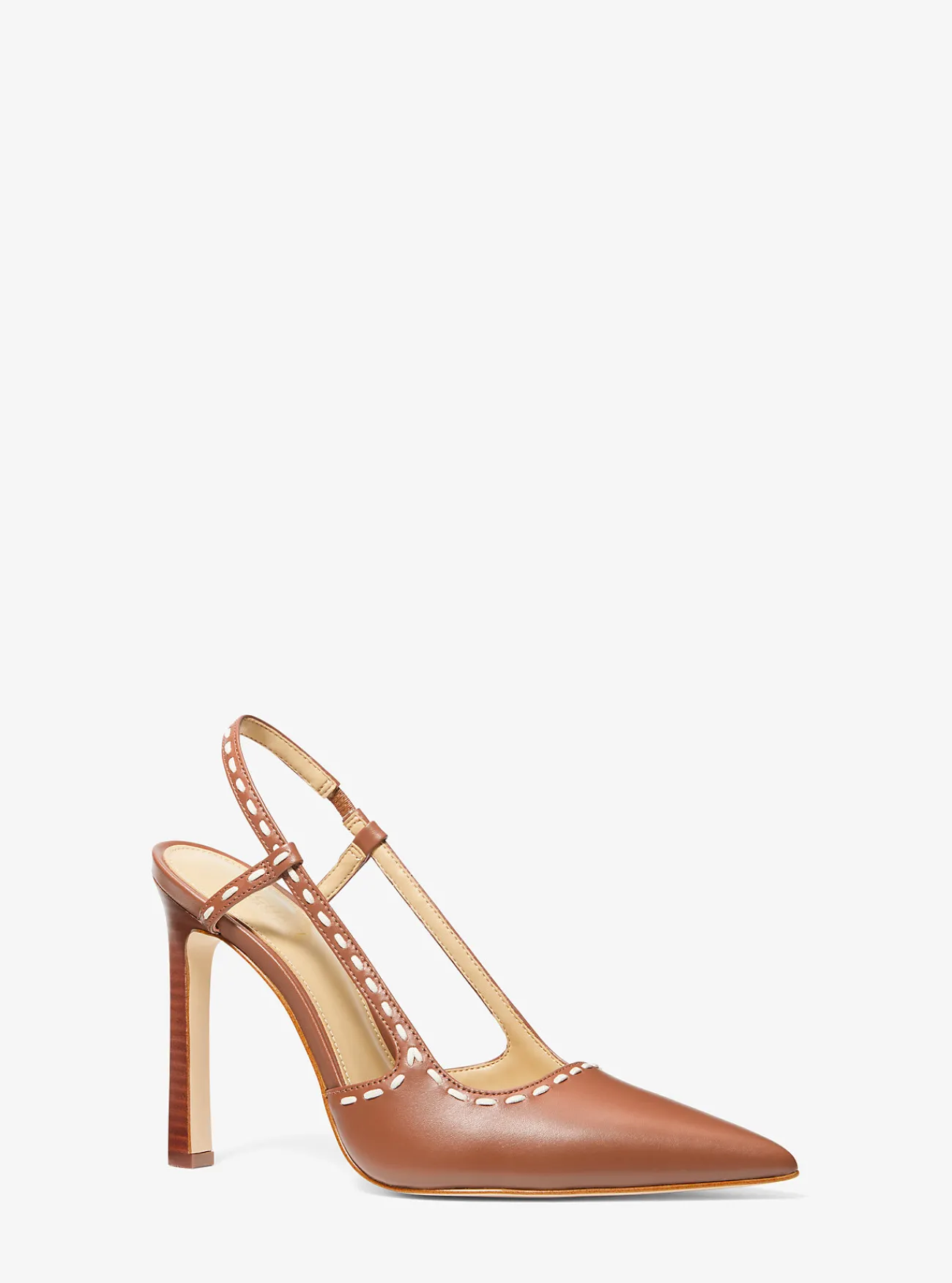 Michael Kors Pump Alora van handgestikt leer met slingback LUGGAGE Clearance