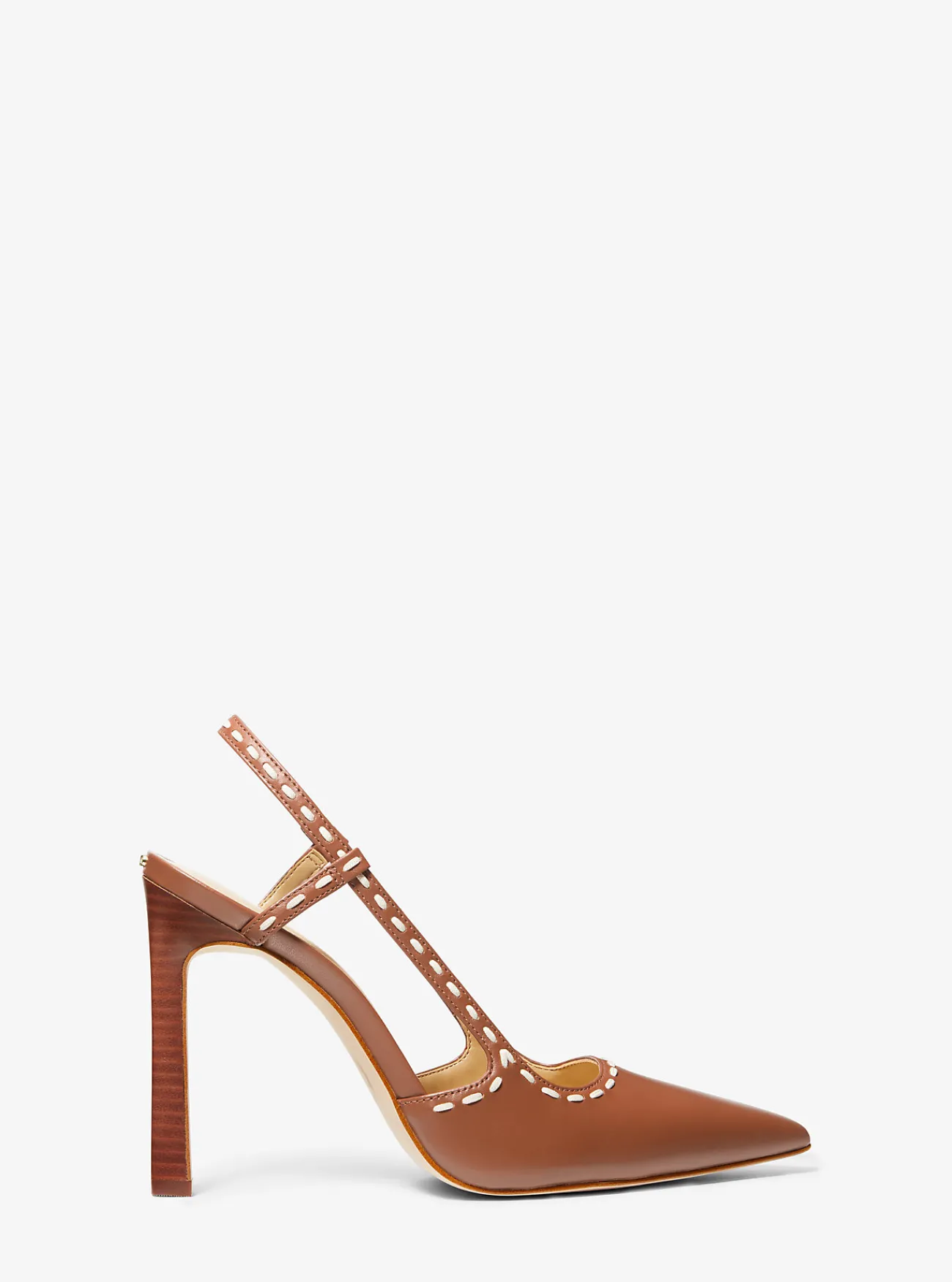 Michael Kors Pump Alora van handgestikt leer met slingback LUGGAGE Clearance