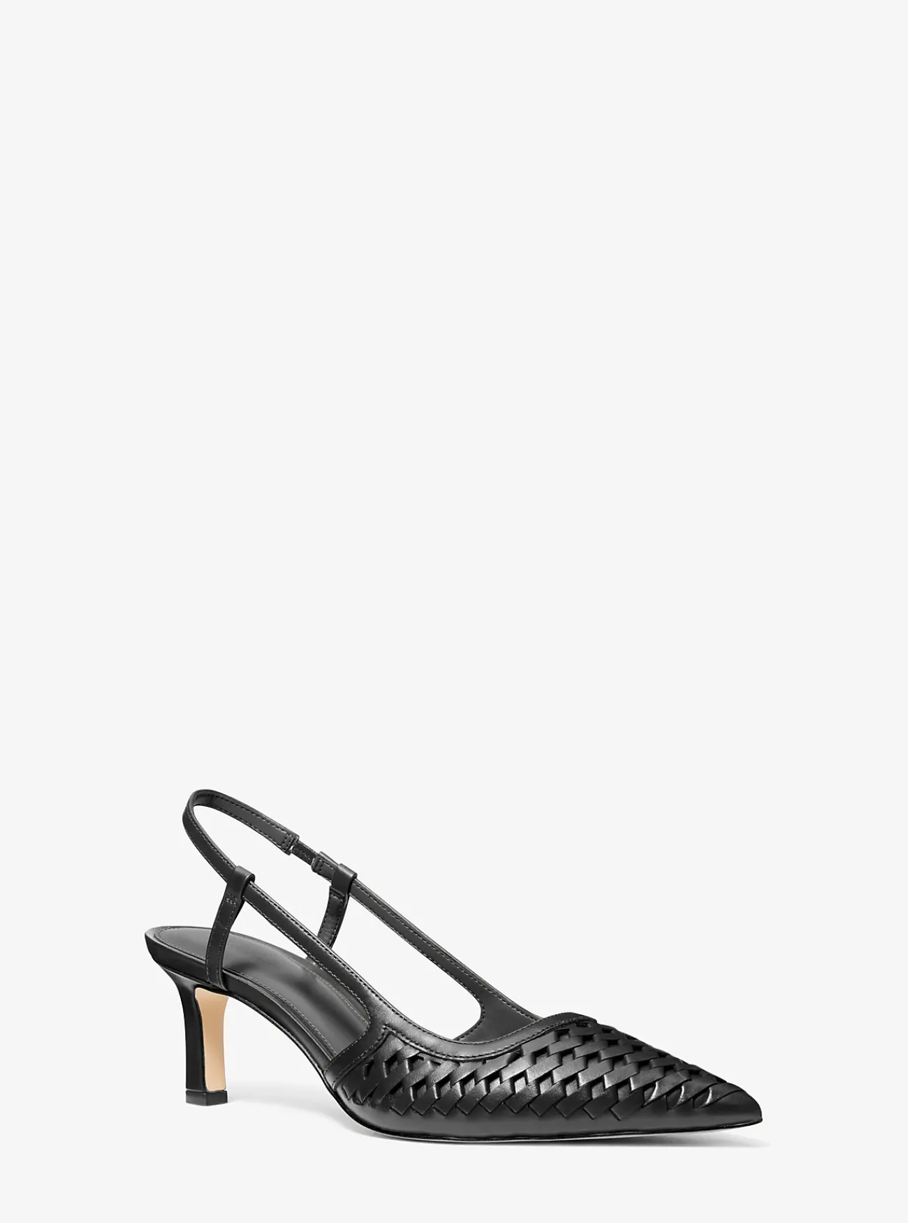 Michael Kors Pump Alora van handgeweven leer met slingback ZWART Discount