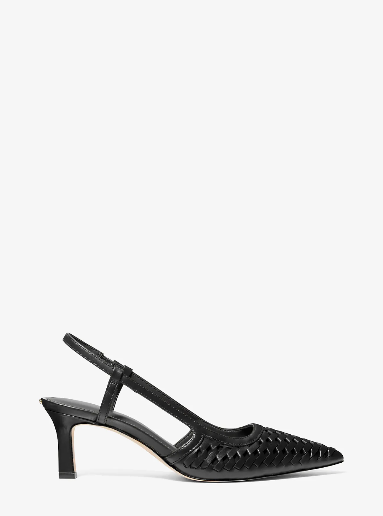 Michael Kors Pump Alora van handgeweven leer met slingback ZWART Discount