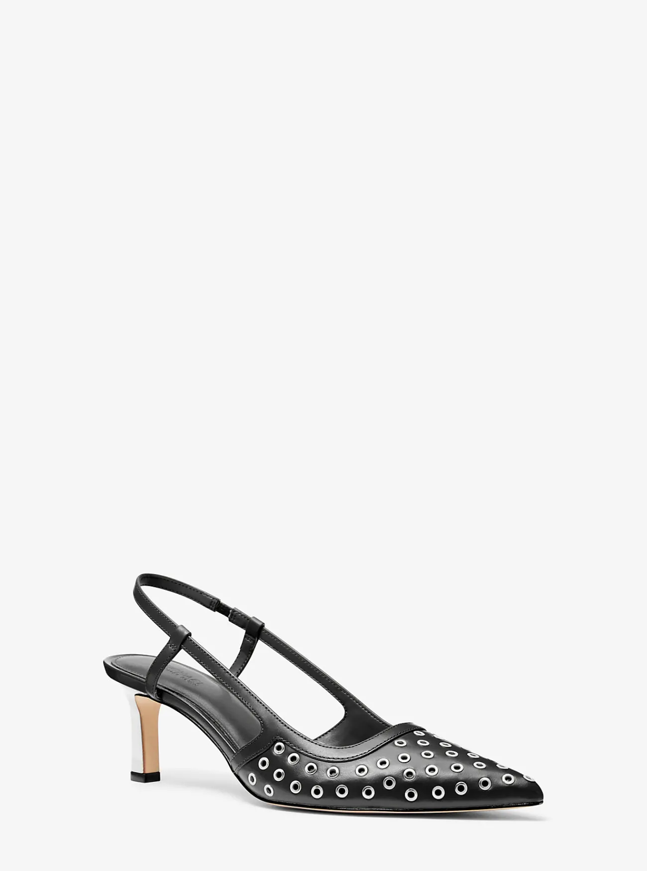 Michael Kors Pump Alora van leer met oogjes en slingback ZWART New