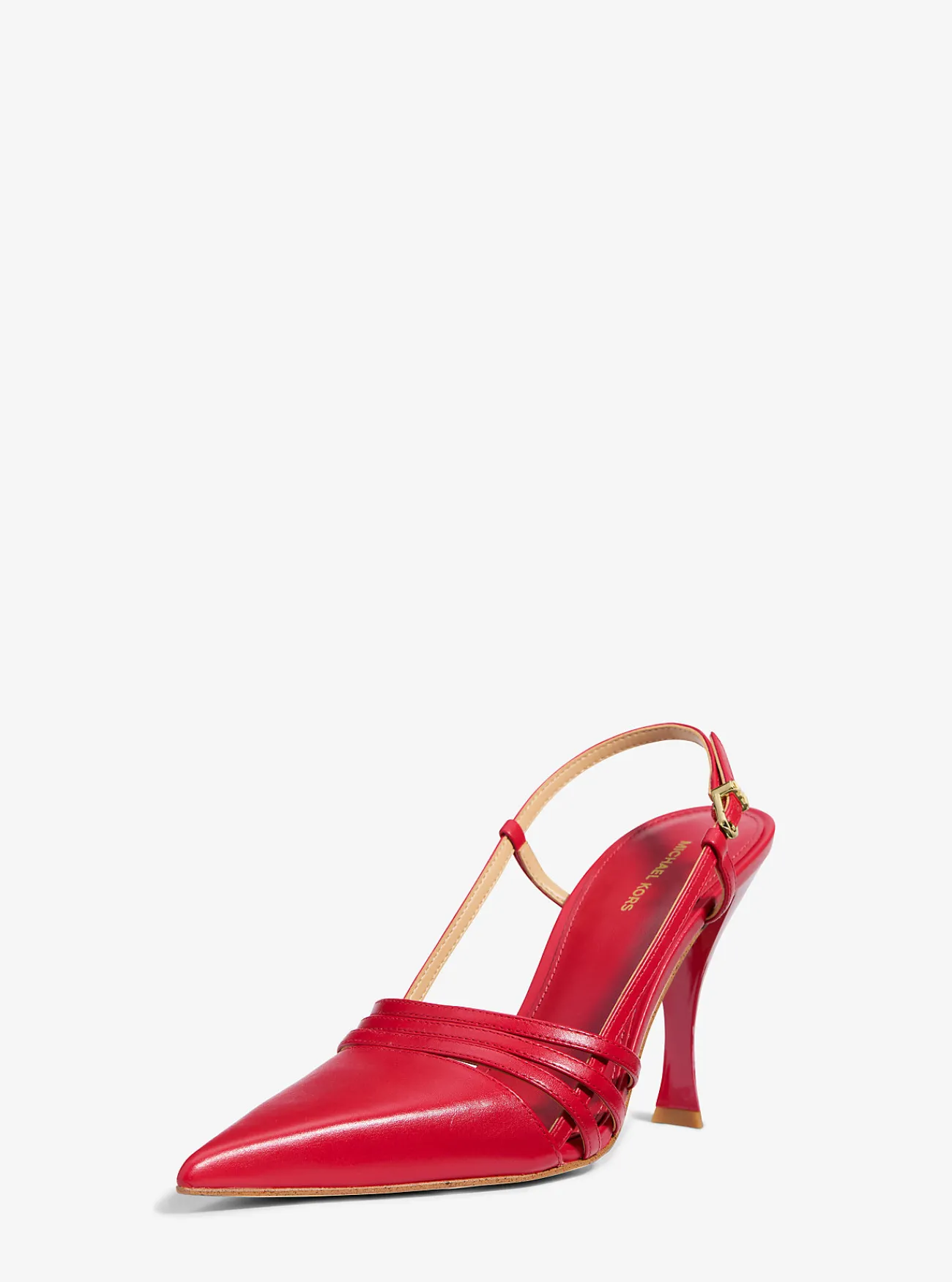 Michael Kors Pump Haisley van leer met slingback KARMOZIJNROOD Discount
