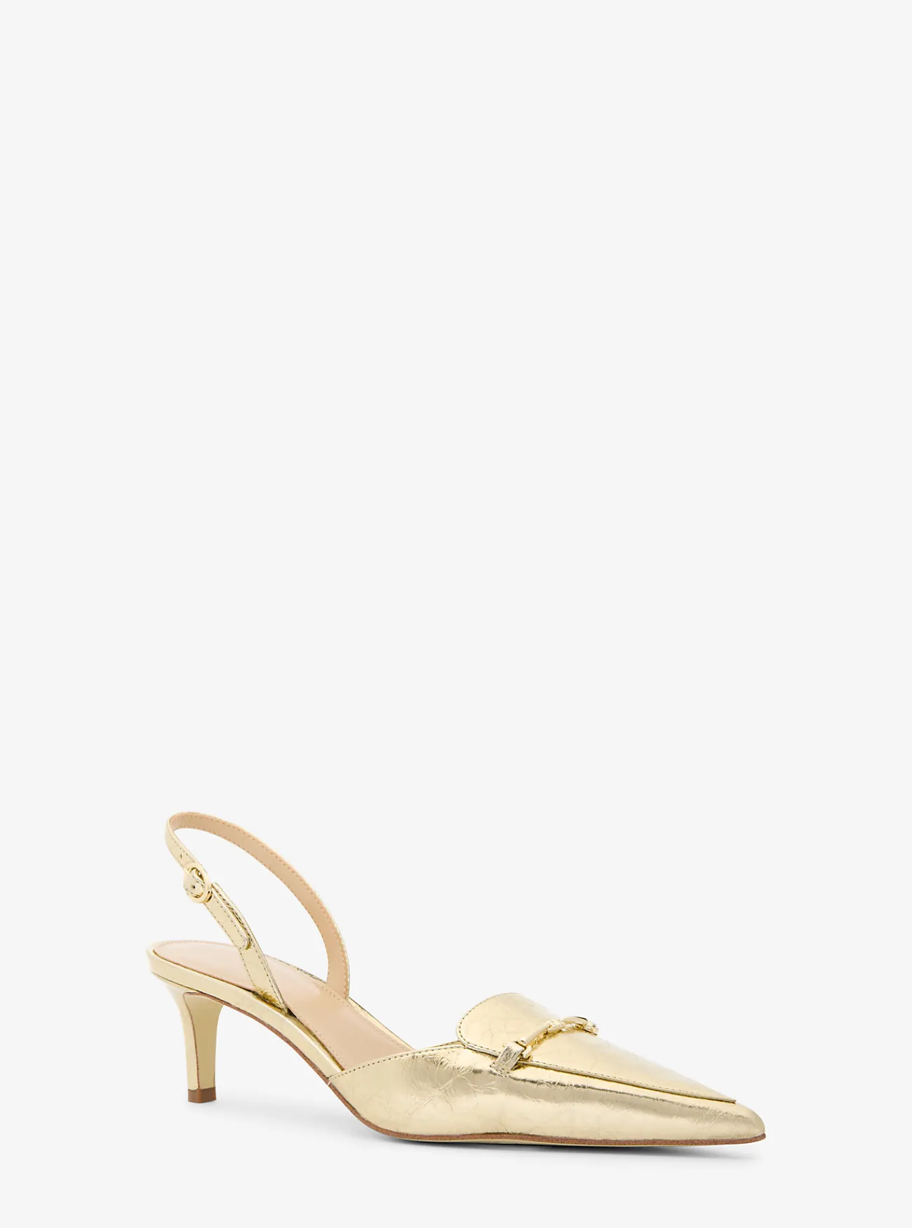 Michael Kors Pump Lena van metallic craquel&eacute; leer met slingback LICHTGOUD New
