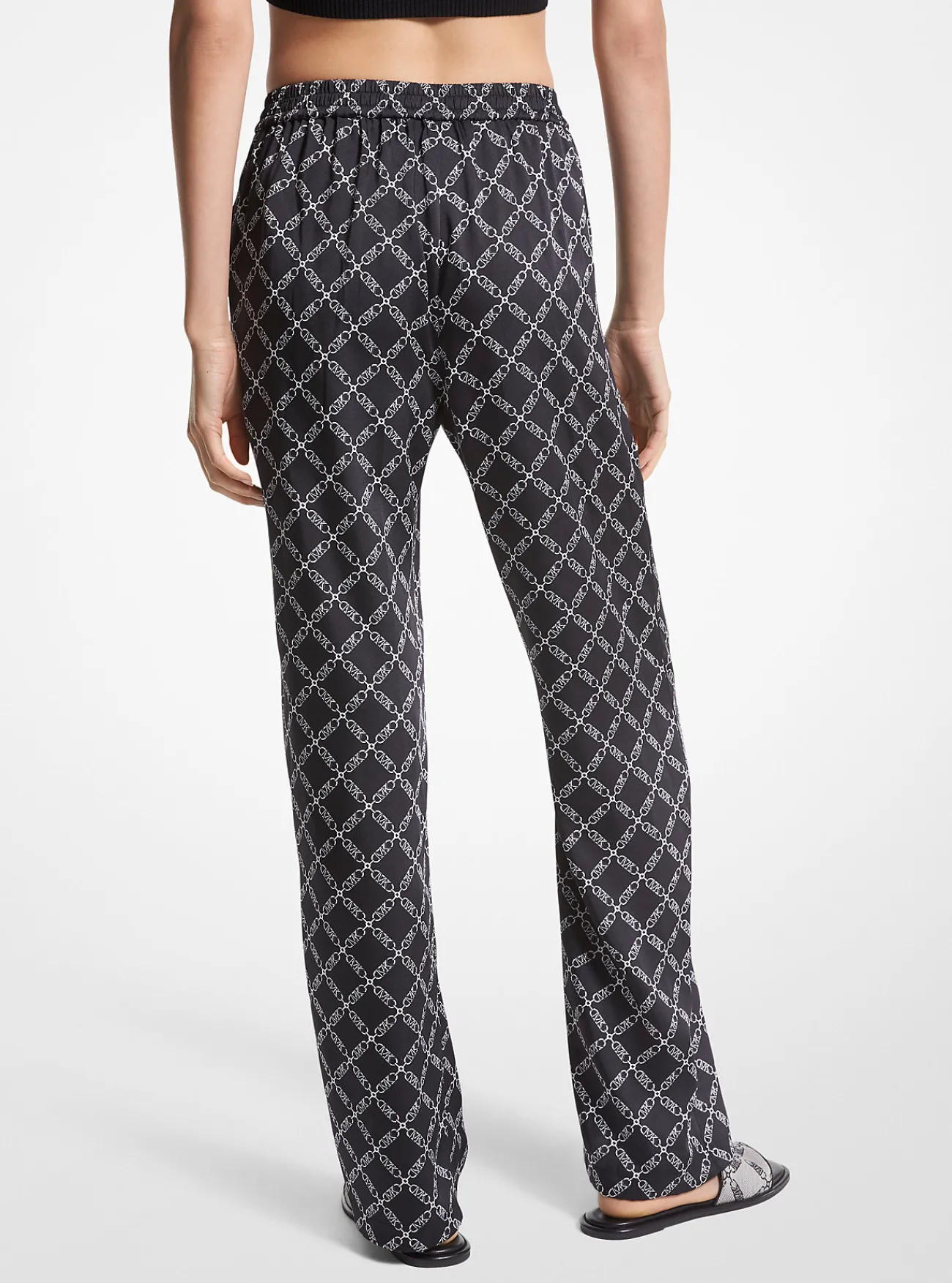 Michael Kors Pyjamabroek van satijn met Empire-logoprint Outlet