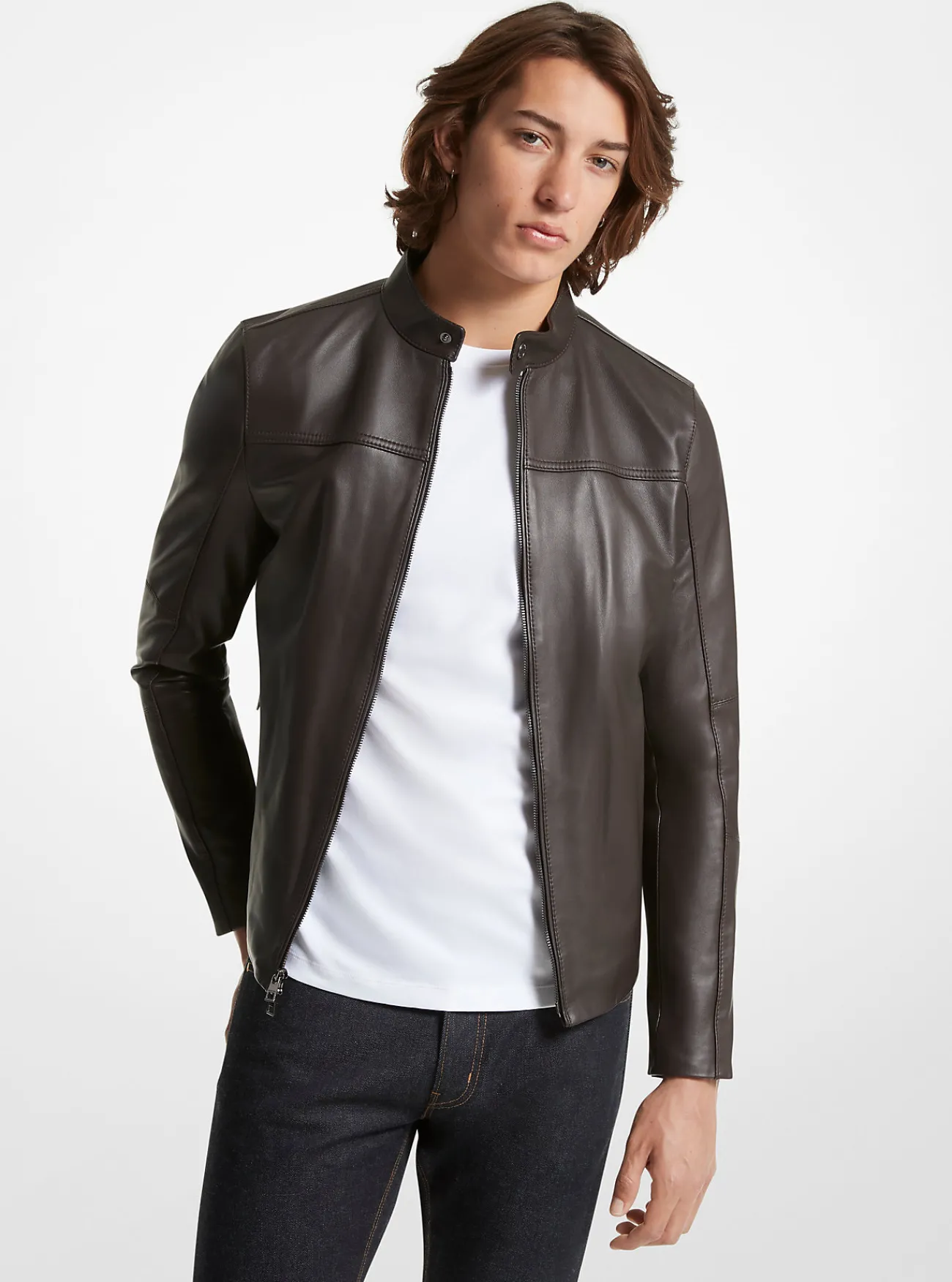 Michael Kors Racingjack van leer CHOCOLADE Best