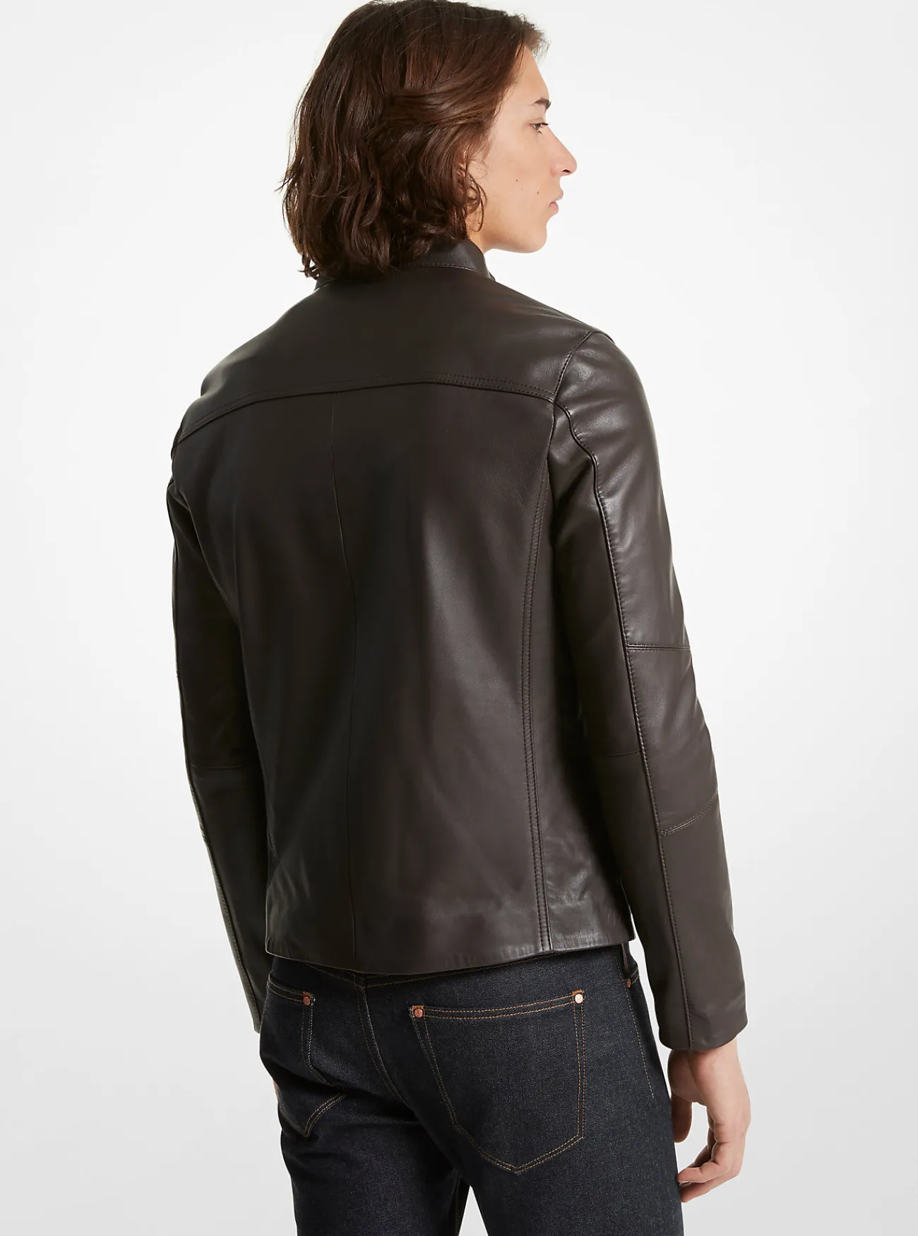 Michael Kors Racingjack van leer CHOCOLADE Best