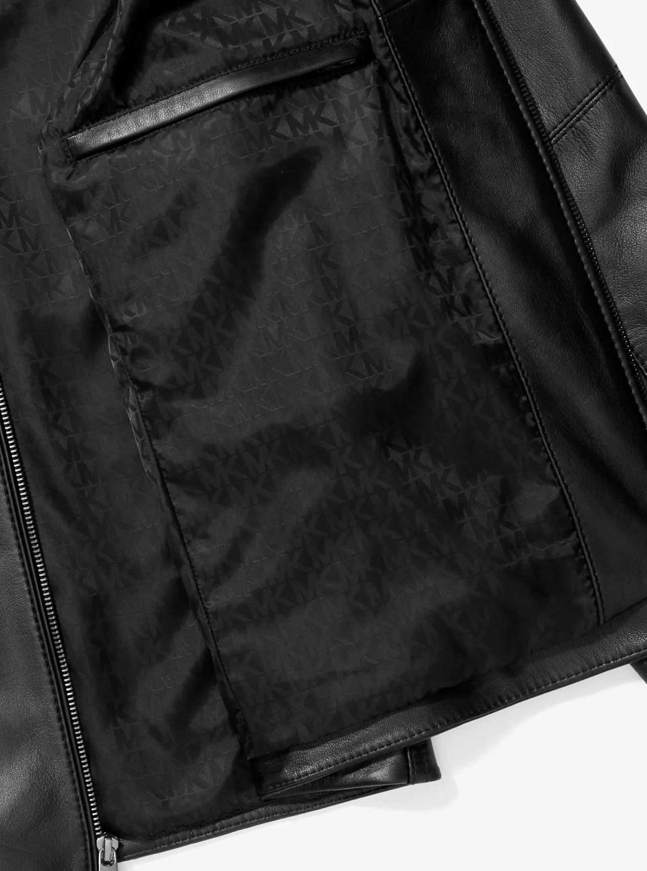 Michael Kors Racingjack van leer ZWART New