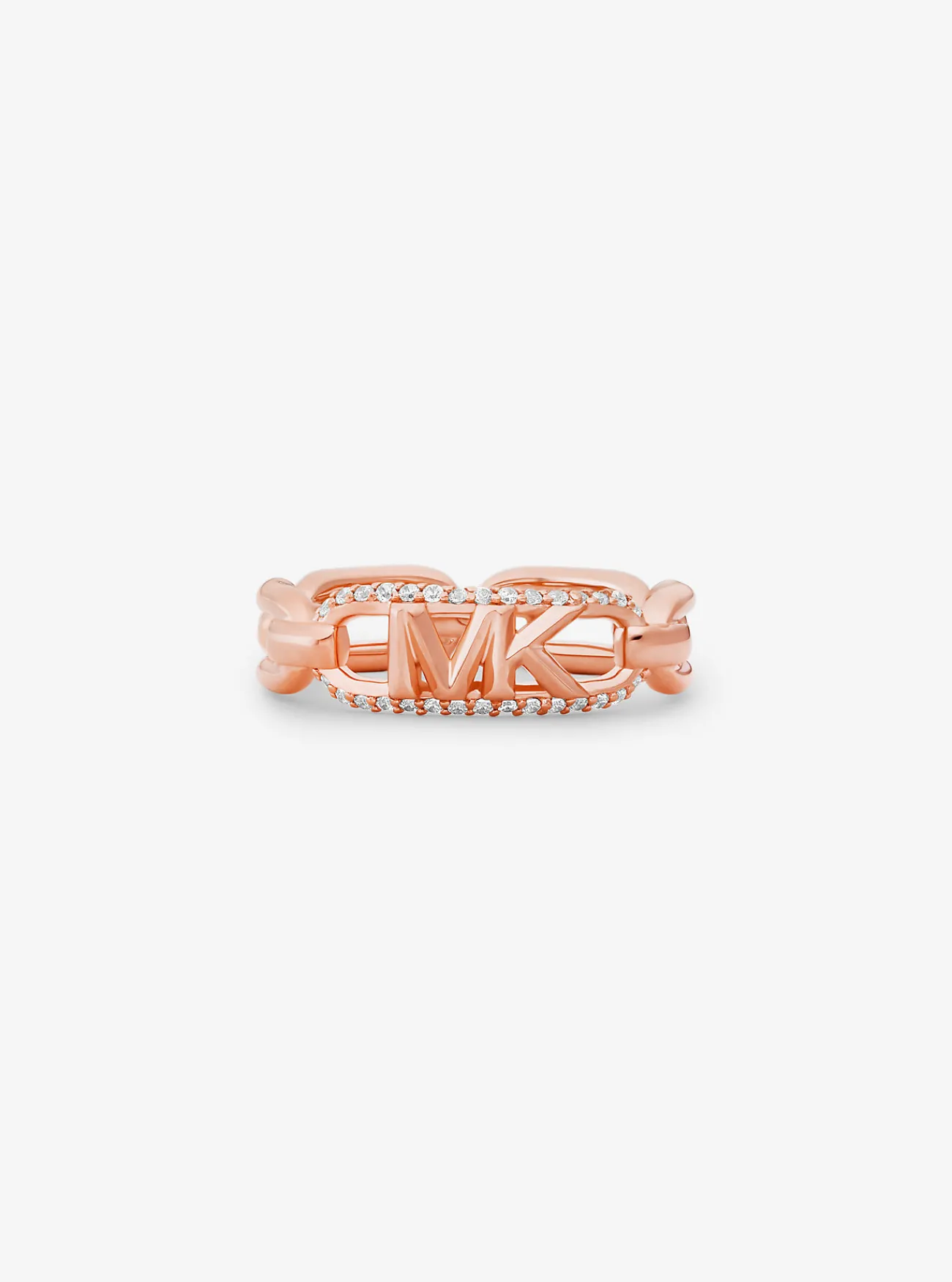 Michael Kors Ring van sterlingzilver met platering met edelmetaal, siersteentjes en Empire-logo ROS&Eacute;GOUD Outlet