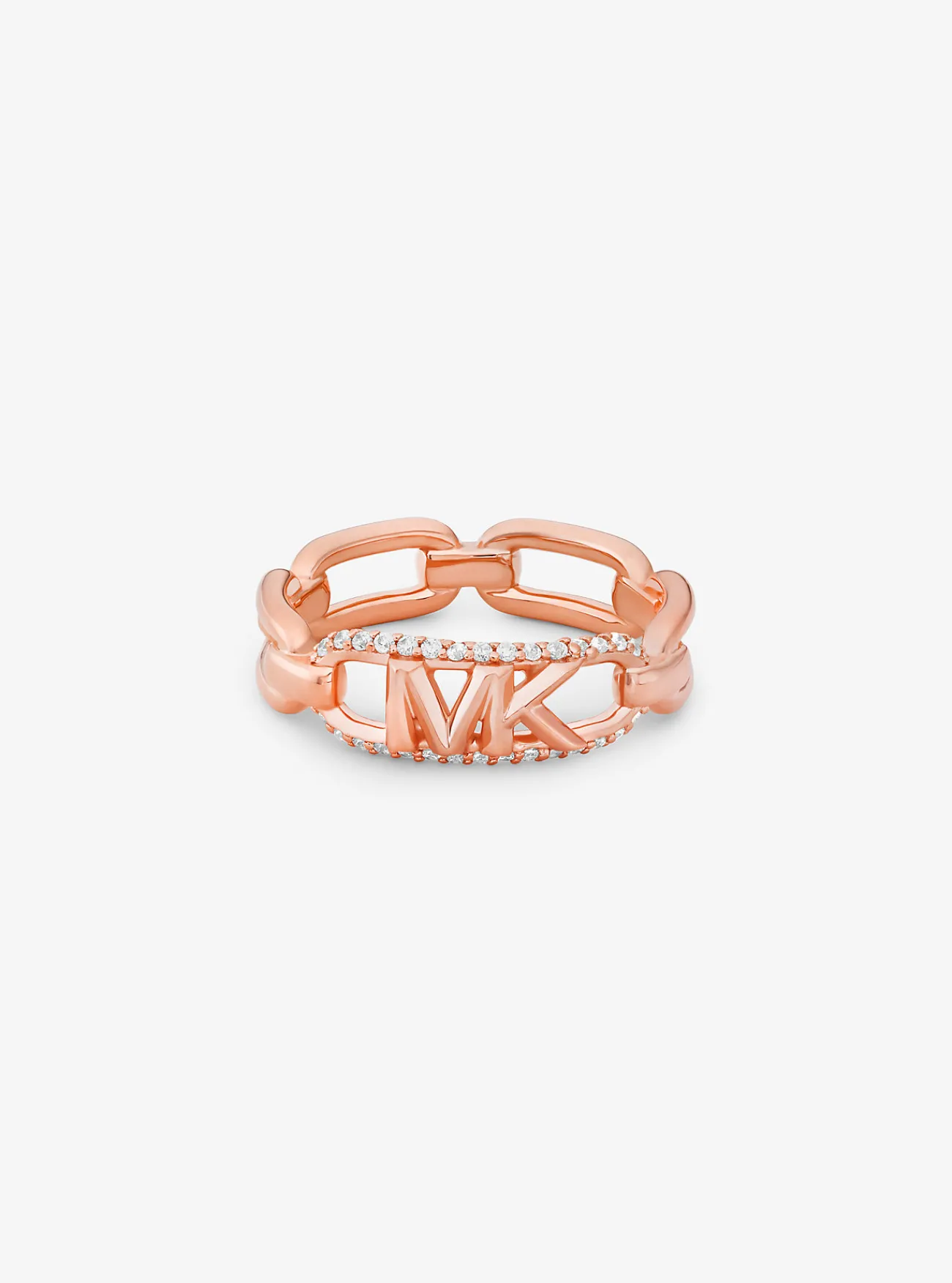 Michael Kors Ring van sterlingzilver met platering met edelmetaal, siersteentjes en Empire-logo ROS&Eacute;GOUD Outlet