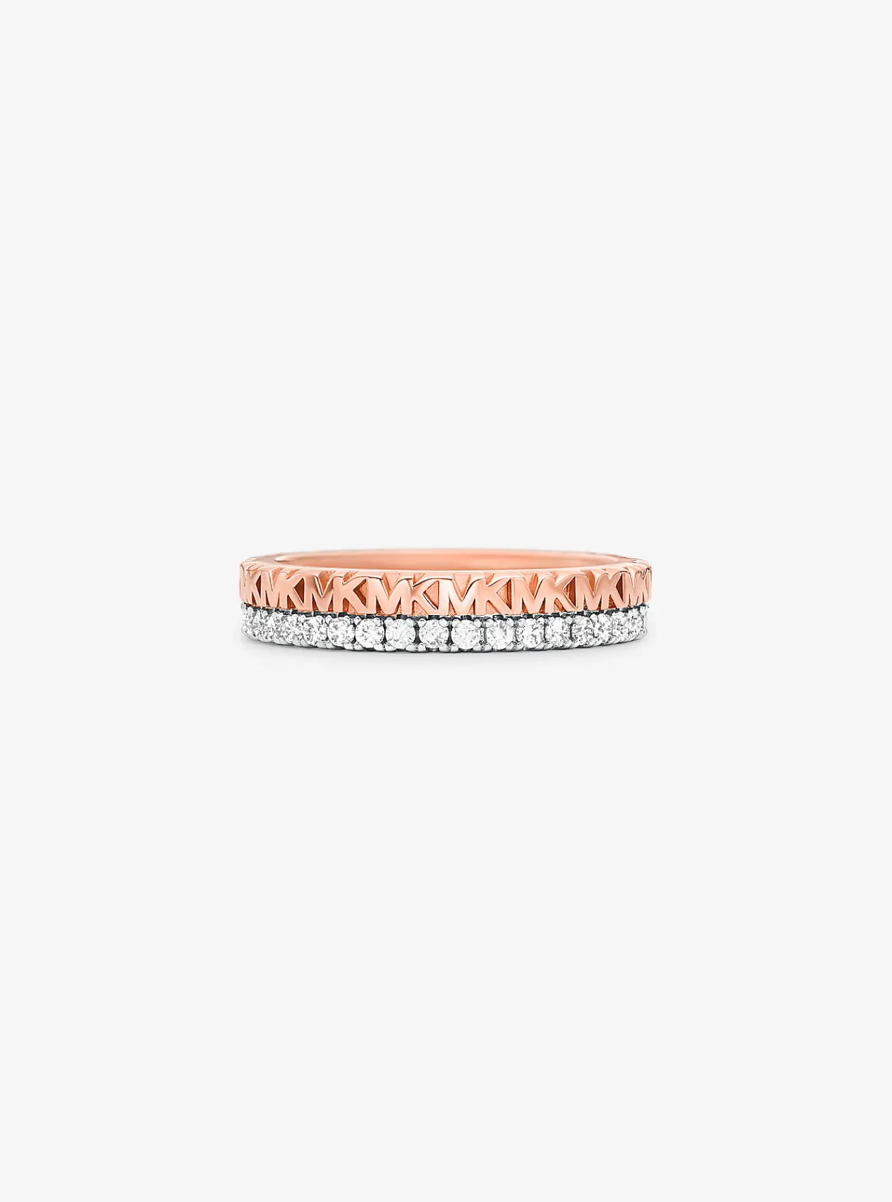Michael Kors Ring van sterlingzilver met plating met edelmetaal, siersteentjes en logo ROS&Eacute;GOUD Clearance
