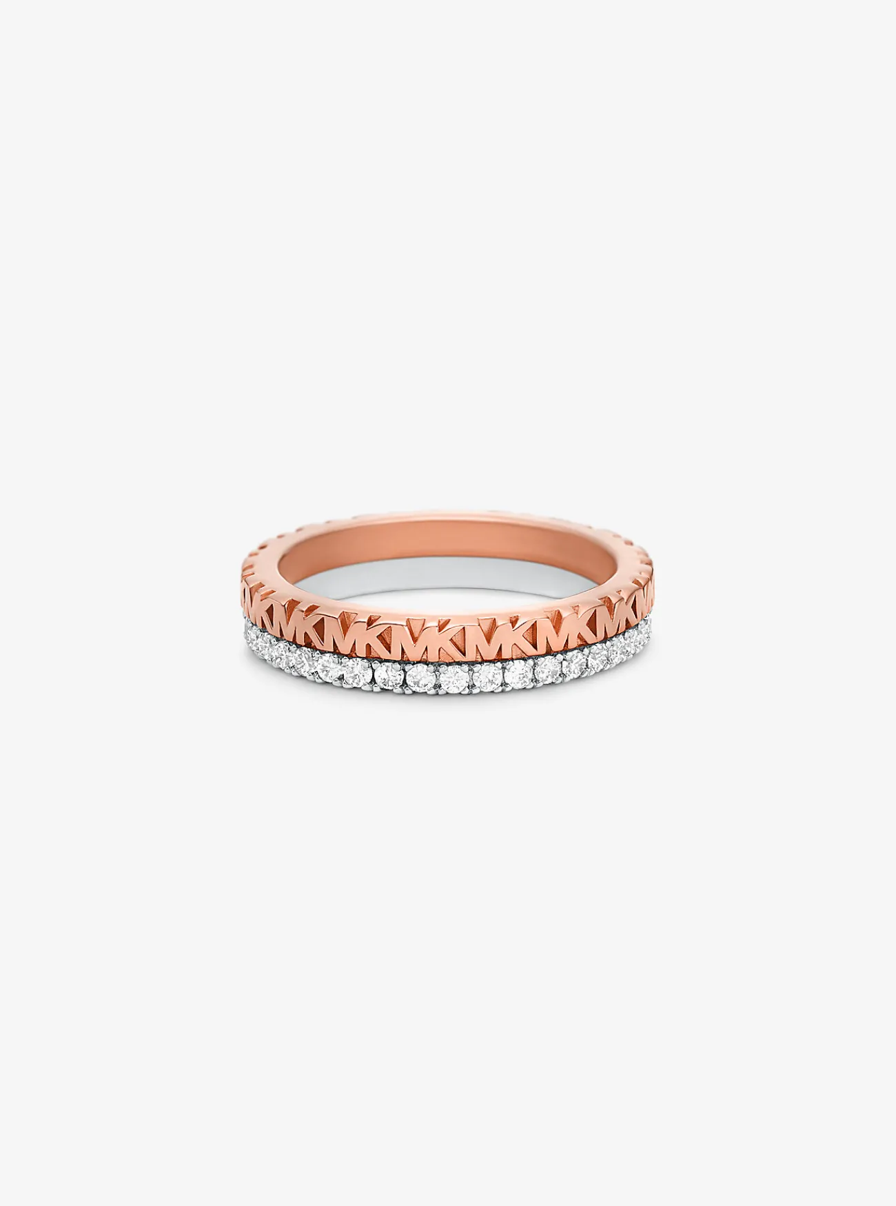 Michael Kors Ring van sterlingzilver met plating met edelmetaal, siersteentjes en logo ROS&Eacute;GOUD Clearance