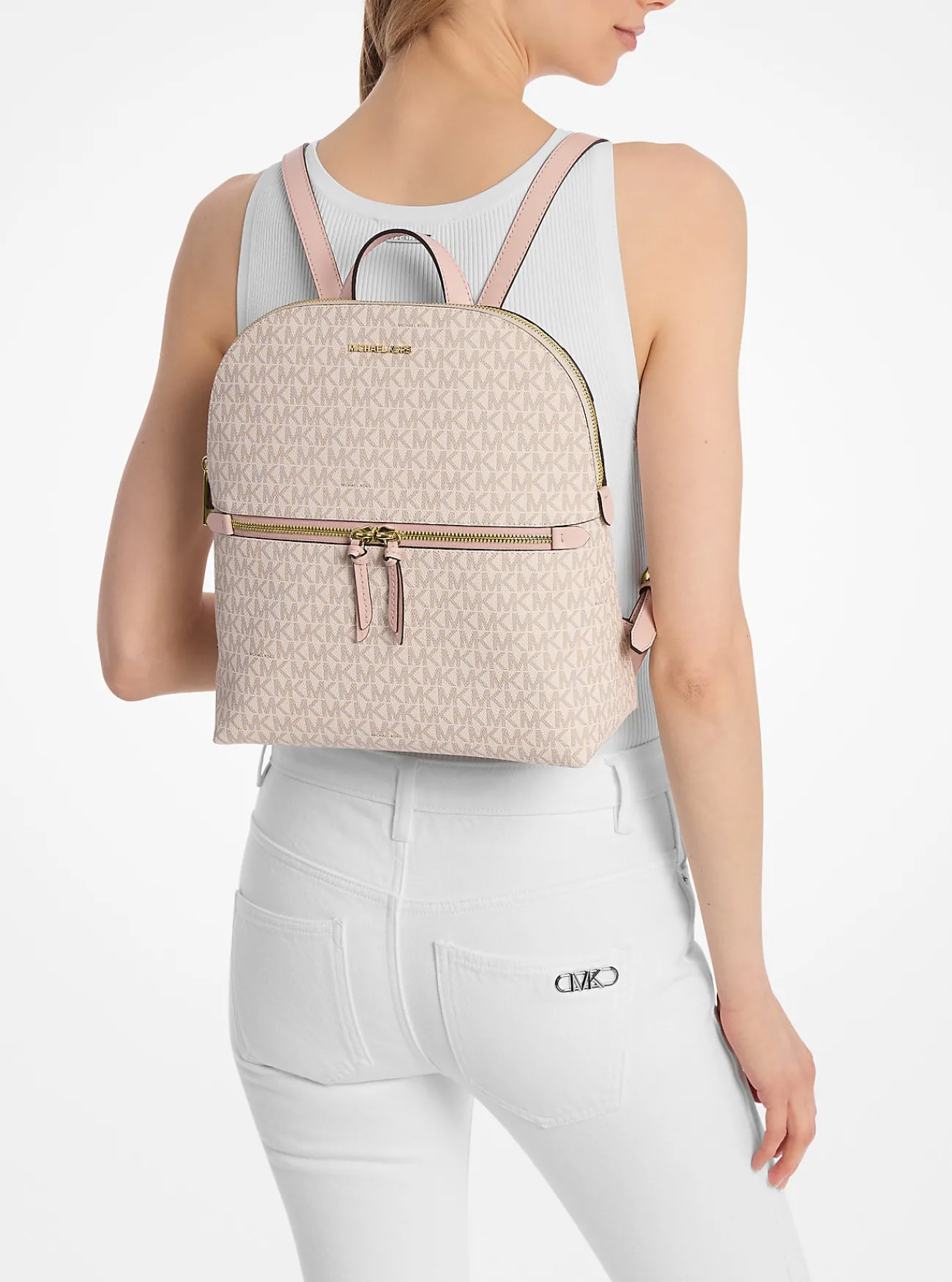 Michael Kors Rugzak Dallas met kenmerkend logo, middelgroot POEDERROZEMULTI New