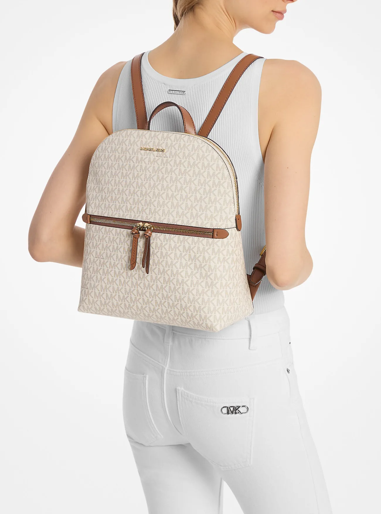 Michael Kors Rugzak Dallas met kenmerkend logo, middelgroot VANILLE Fashion