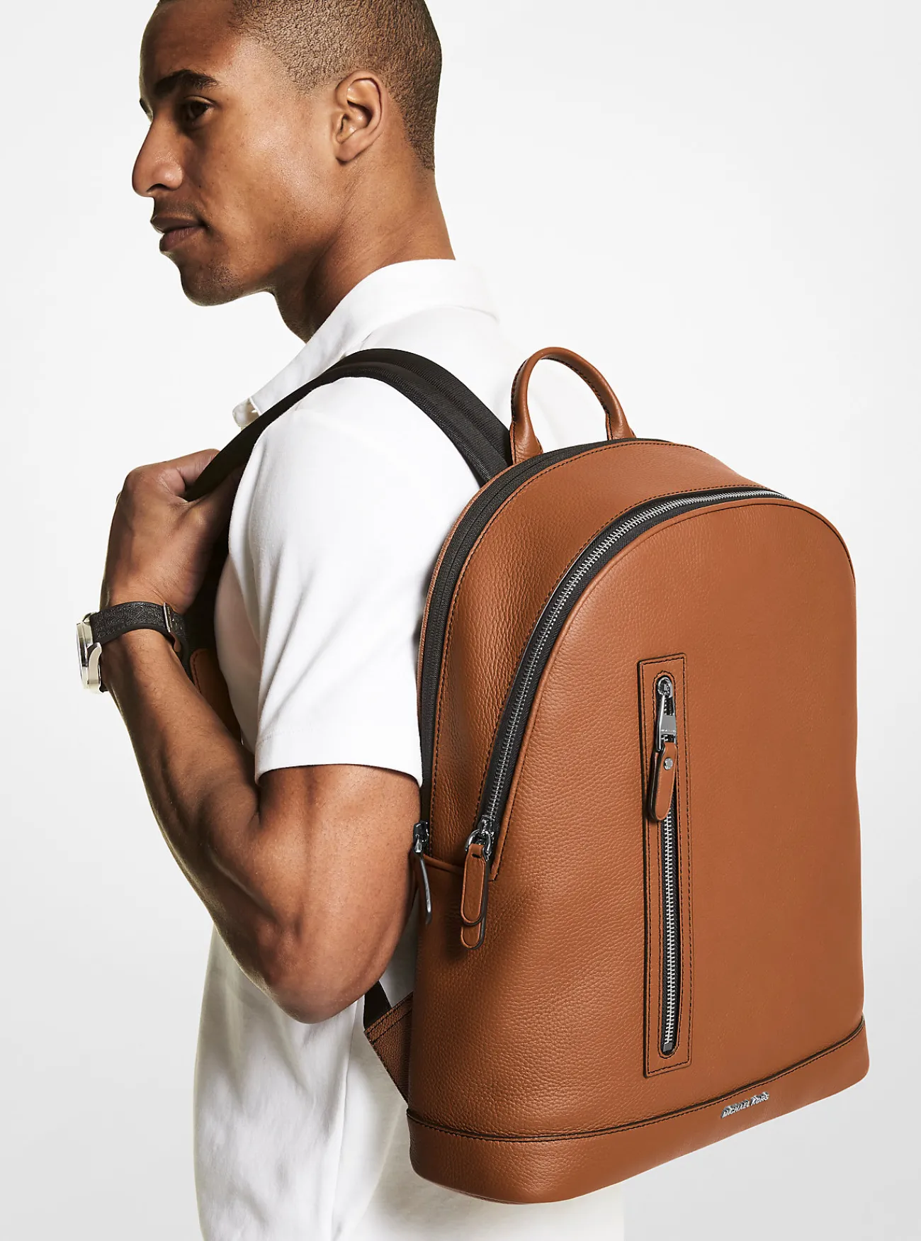 Michael Kors Rugzak Hudson van getrommeld leer met slanke vorm LUGGAGE Clearance