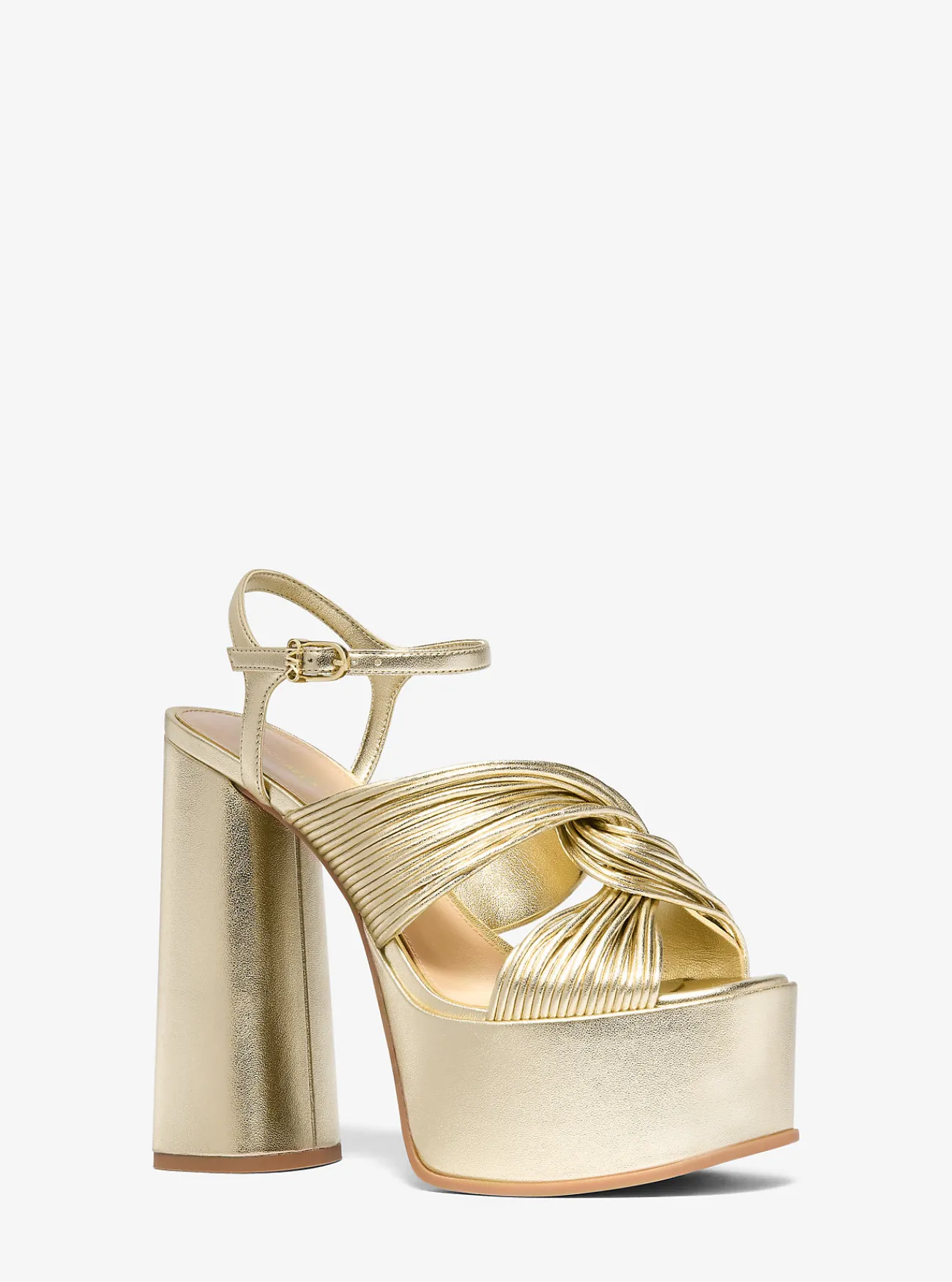 Michael Kors Sandaal Alessia met metallic afwerking en plateauzool LICHTGOUD Outlet