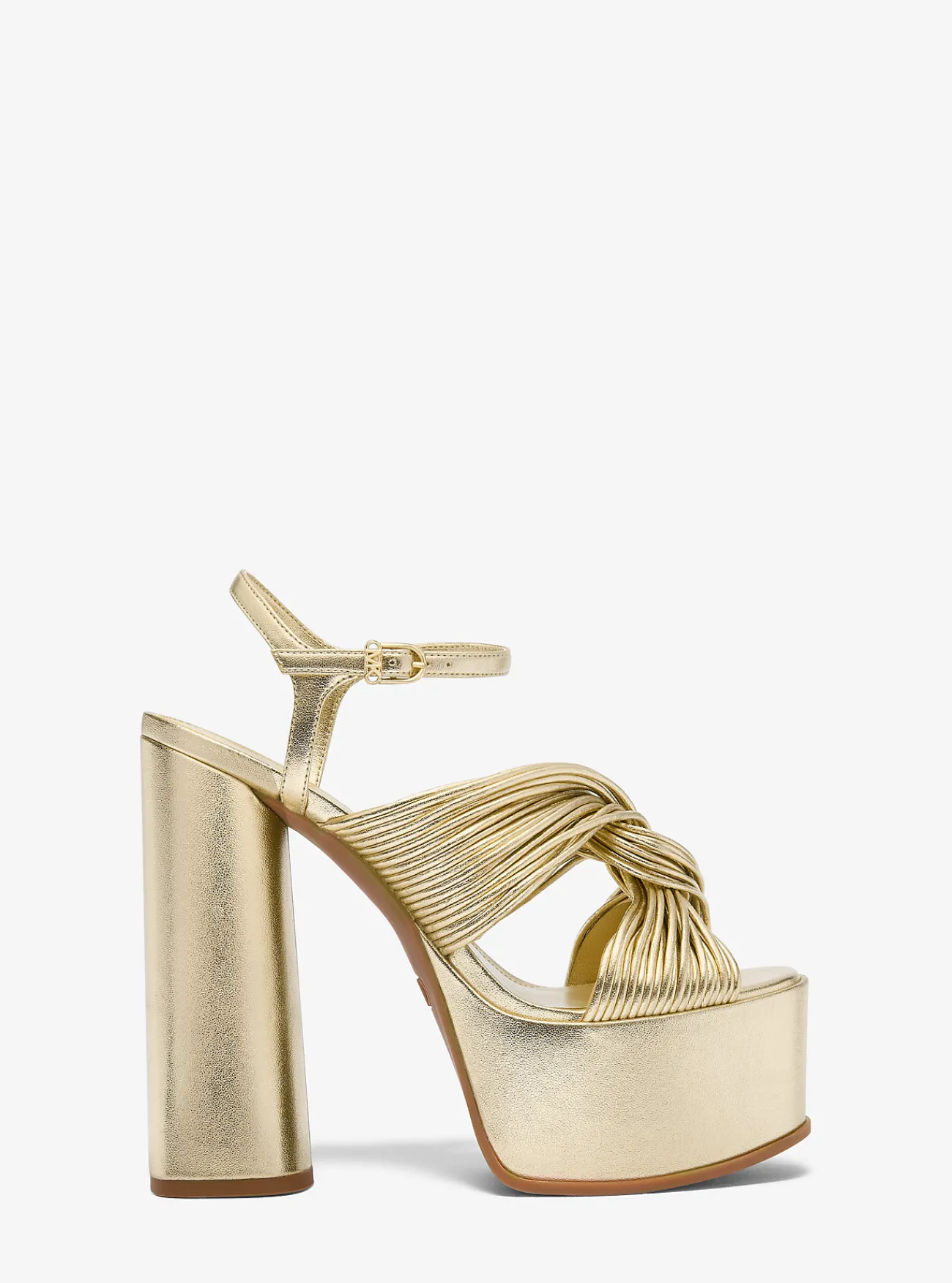 Michael Kors Sandaal Alessia met metallic afwerking en plateauzool LICHTGOUD Outlet