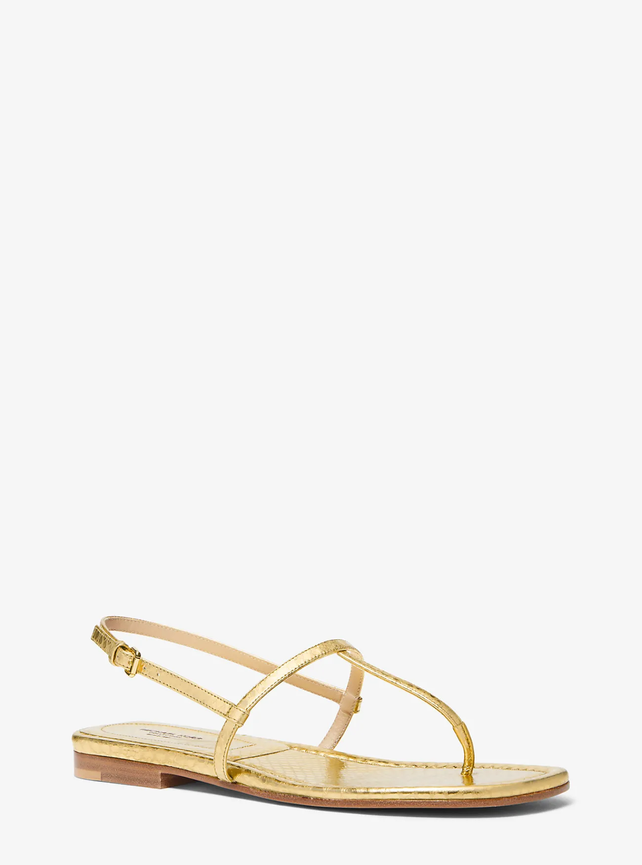 Michael Kors Sandaal Ali van metallic reli&euml;fleer met pythonprint GOUD Discount