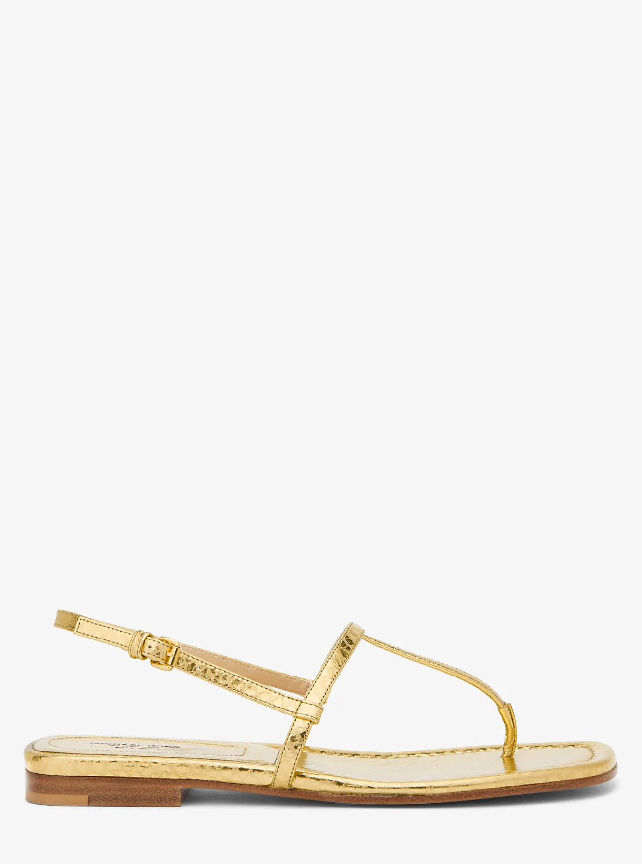 Michael Kors Sandaal Ali van metallic reli&euml;fleer met pythonprint GOUD Discount