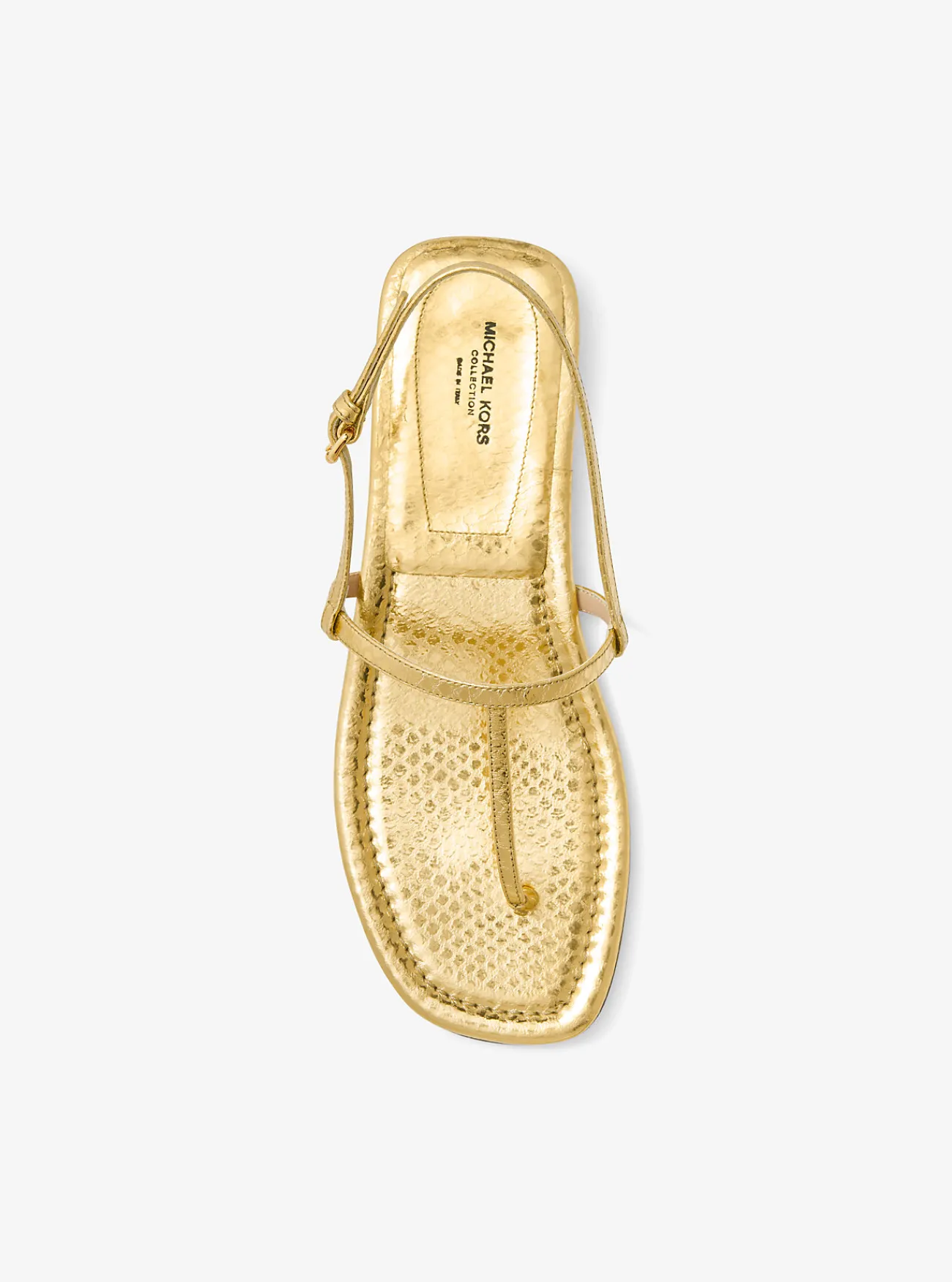 Michael Kors Sandaal Ali van metallic reliëfleer met pythonprint GOUD Discount