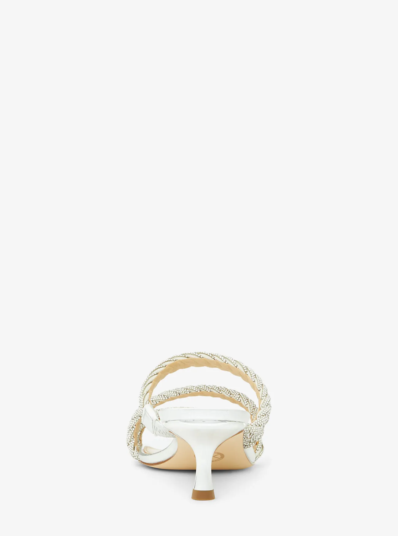 Michael Kors Sandaal Celia met metallic afwerking, versiering en hakje ZILVER Online