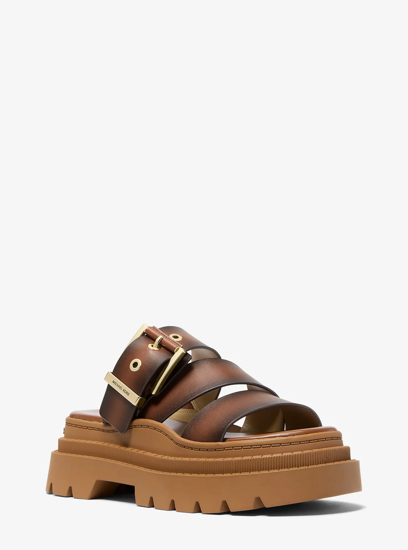 Michael Kors Sandaal Colby van gepolijst leer met plateauzool LUGGAGE New