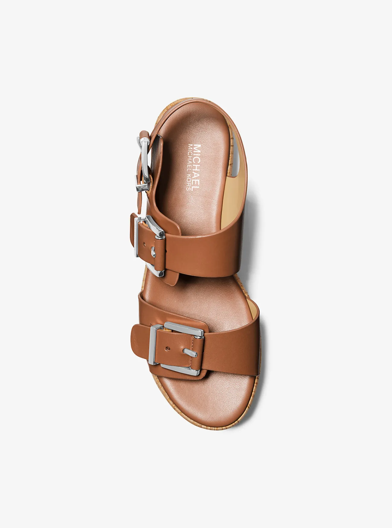 Michael Kors Sandaal Colby van leer met plateauzool LUGGAGE Clearance