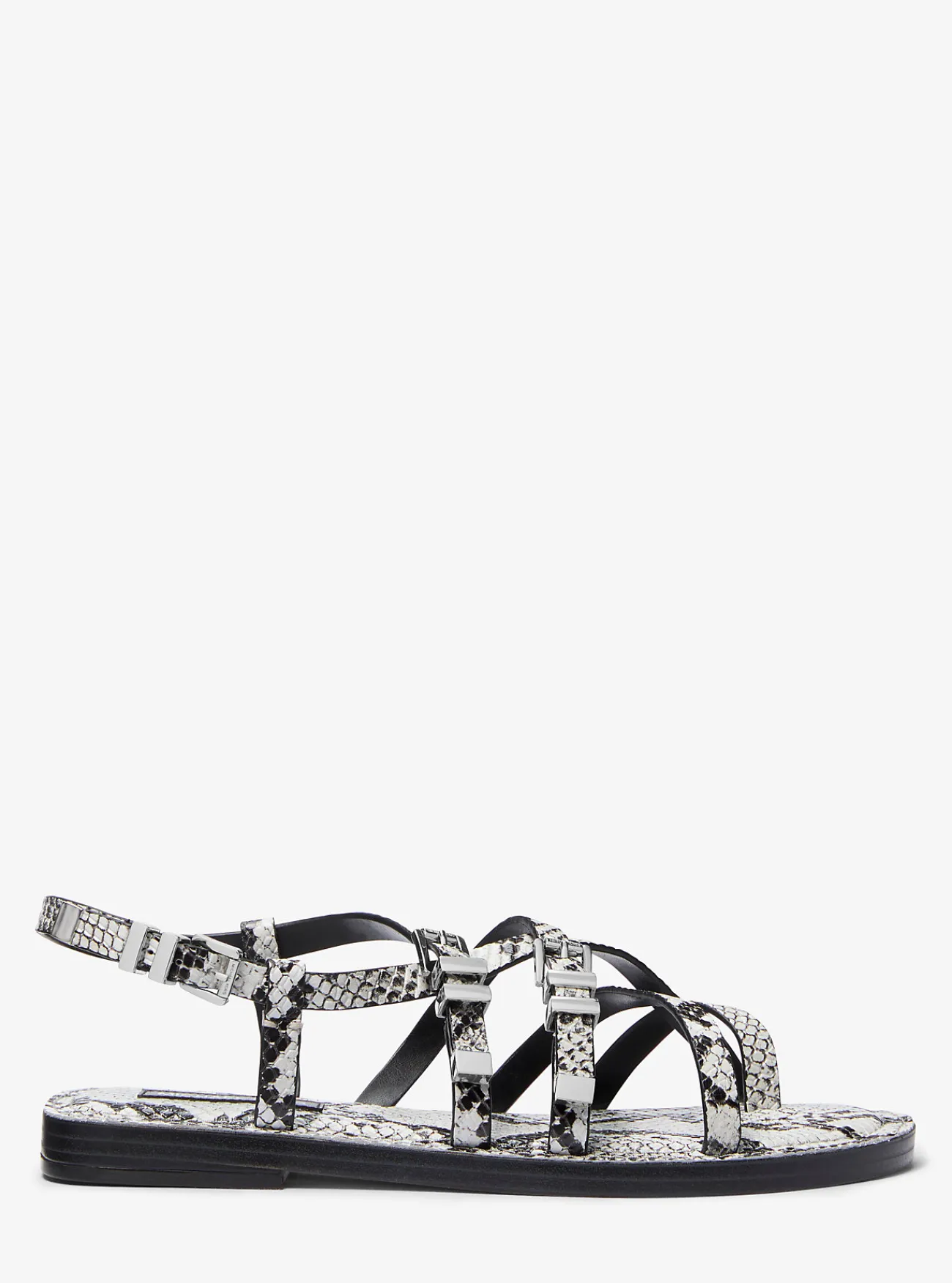 Michael Kors Sandaal Darrington van leer met slangenprint in reli&euml;f ALUMINIUM Hot