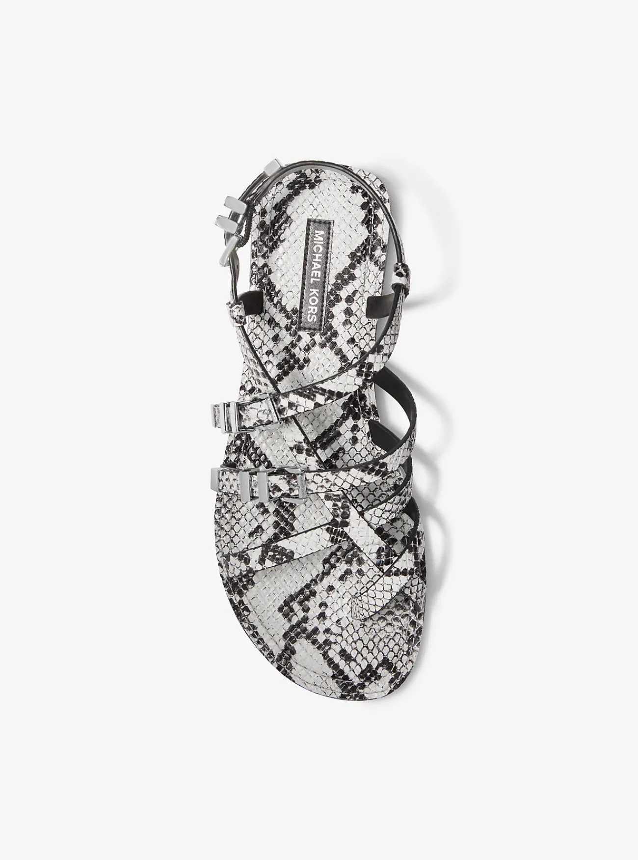 Michael Kors Sandaal Darrington van leer met slangenprint in reliëf ALUMINIUM Hot