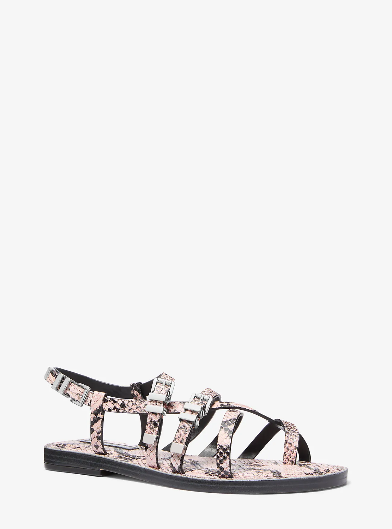 Michael Kors Sandaal Darrington van leer met slangenprint in reli&euml;f ZACHTROZE Clearance