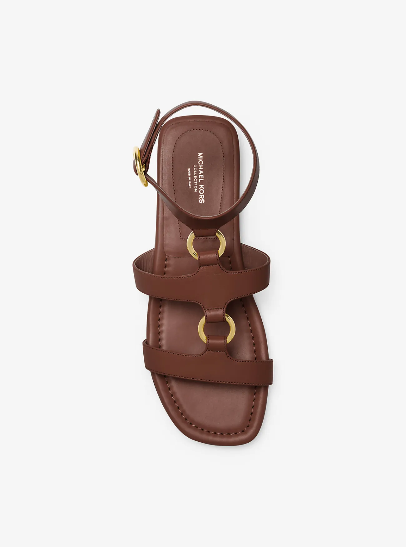 Michael Kors Sandaal Dusty van leer met ringen NOOTMUSKAAT Discount