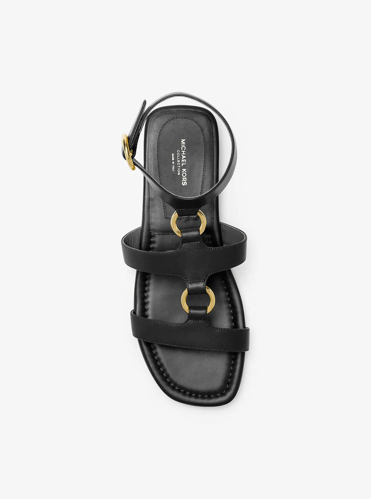 Michael Kors Sandaal Dusty van leer met ringen ZWART New